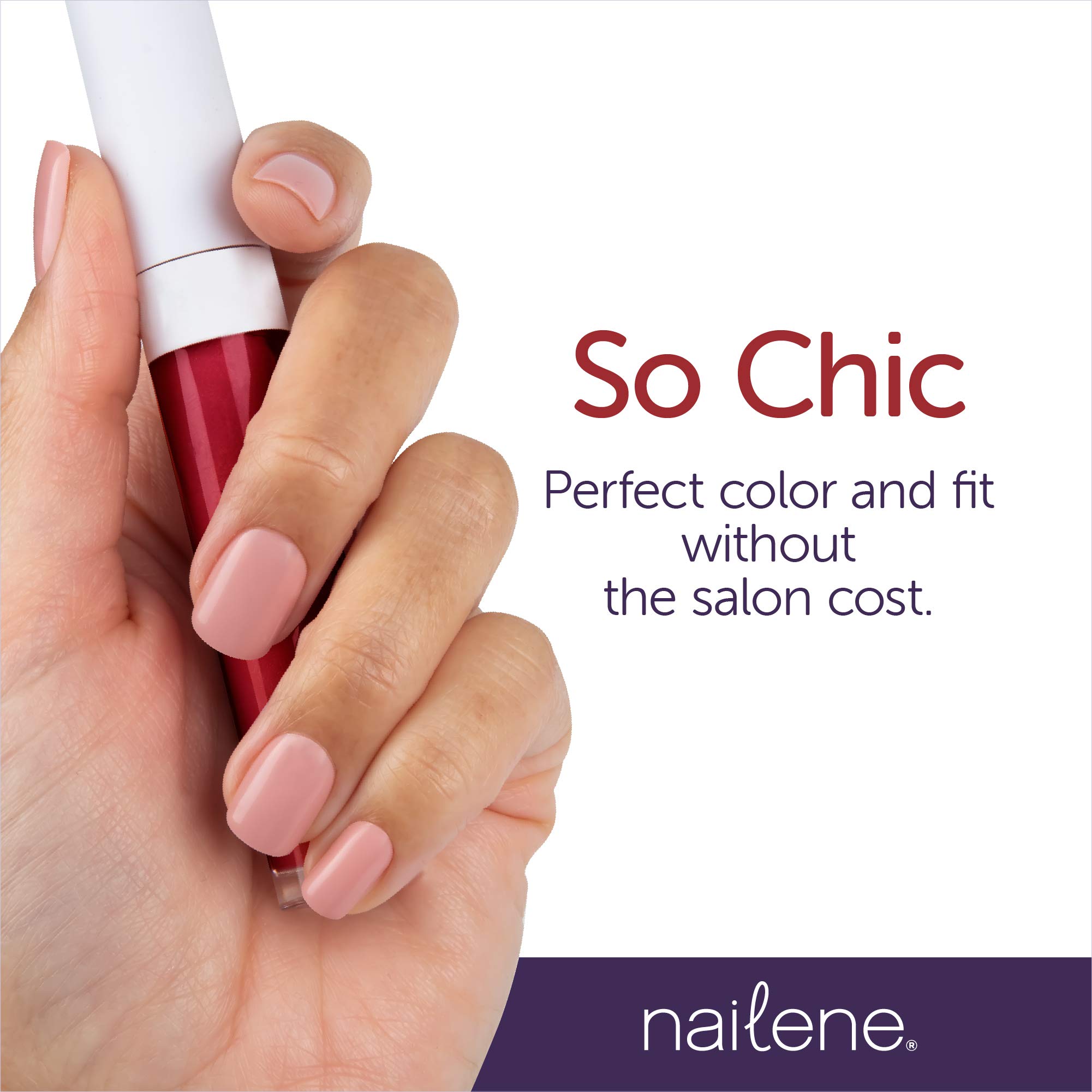 Nailene So Natural False Nails - Pink High Gloss Artificial Nails (28 Count) for Manicure, Parties & Special Occasions