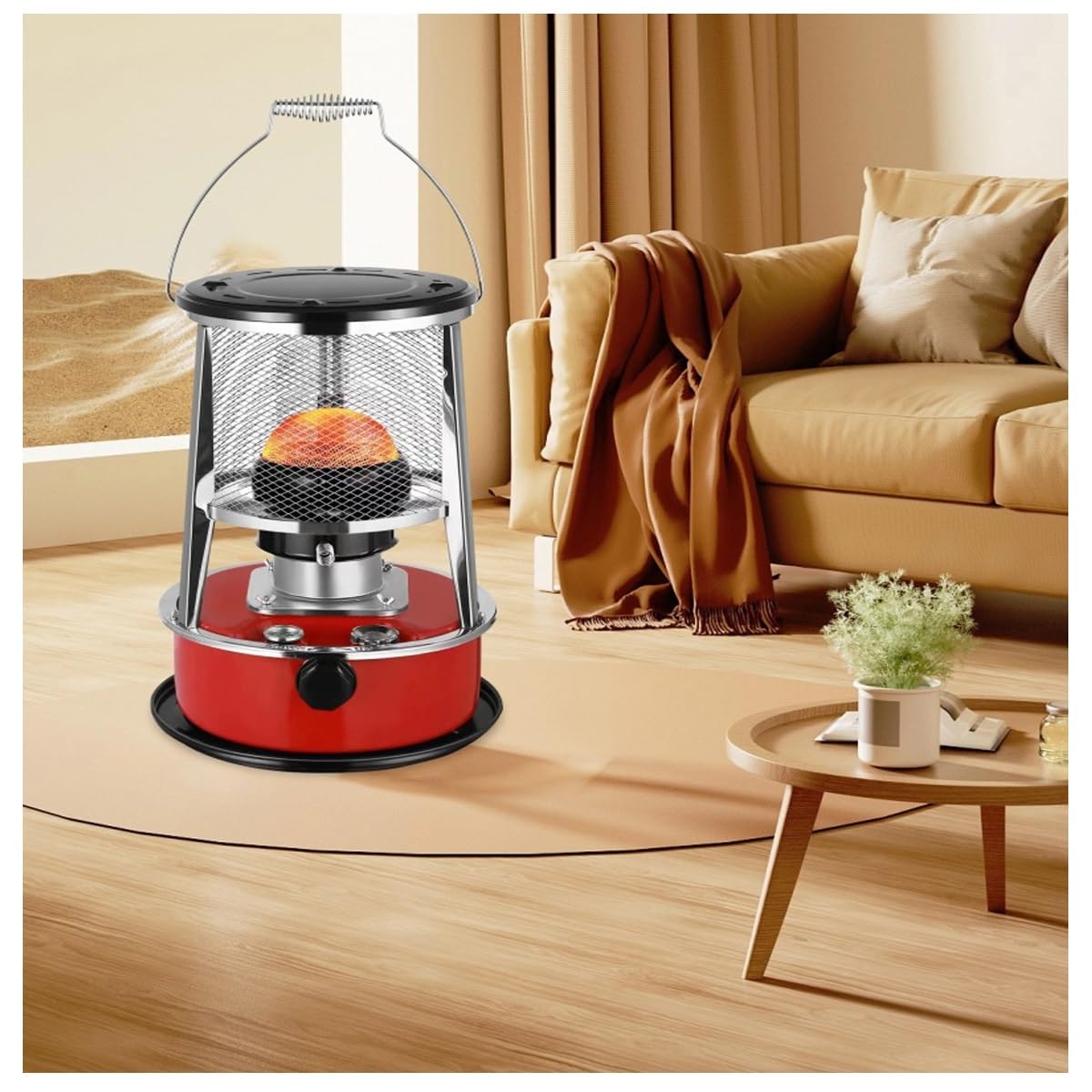 Portable Kerosene Heater Stove for Indoor & Outdoor Use - Large Automatic Extinguishing Camping Heater with Cooking Function - Perfect for Home, Garage, Emergency Heating & Outdoor Adventures (Red)
