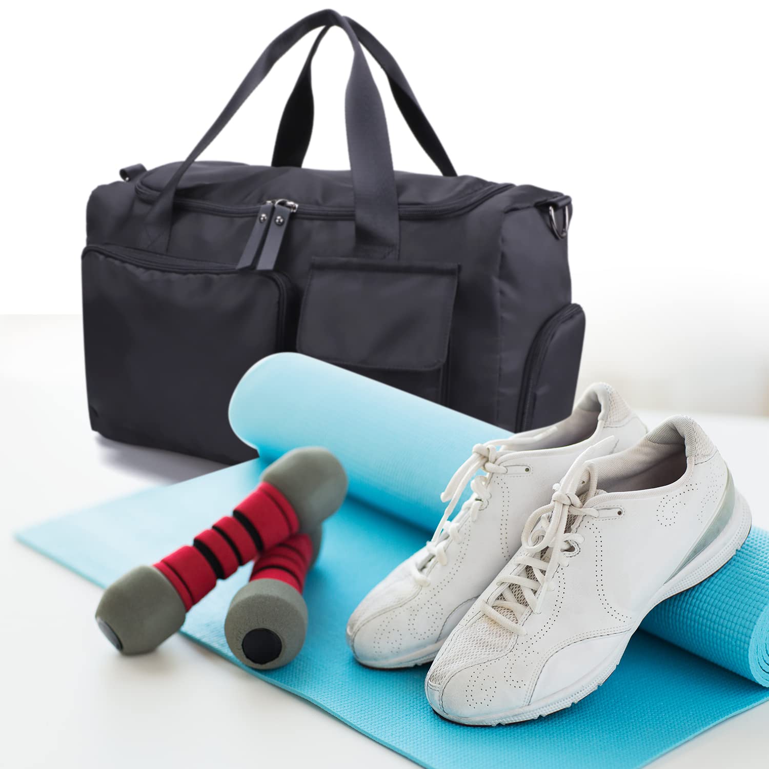 RAMHORN Waterproof Travel Duffel Bag - Gym & Sports Luggage with Wet Pocket & Shoe Compartment - Ideal for Weekend Trips, Workouts & Outdoor Adventures (Black)