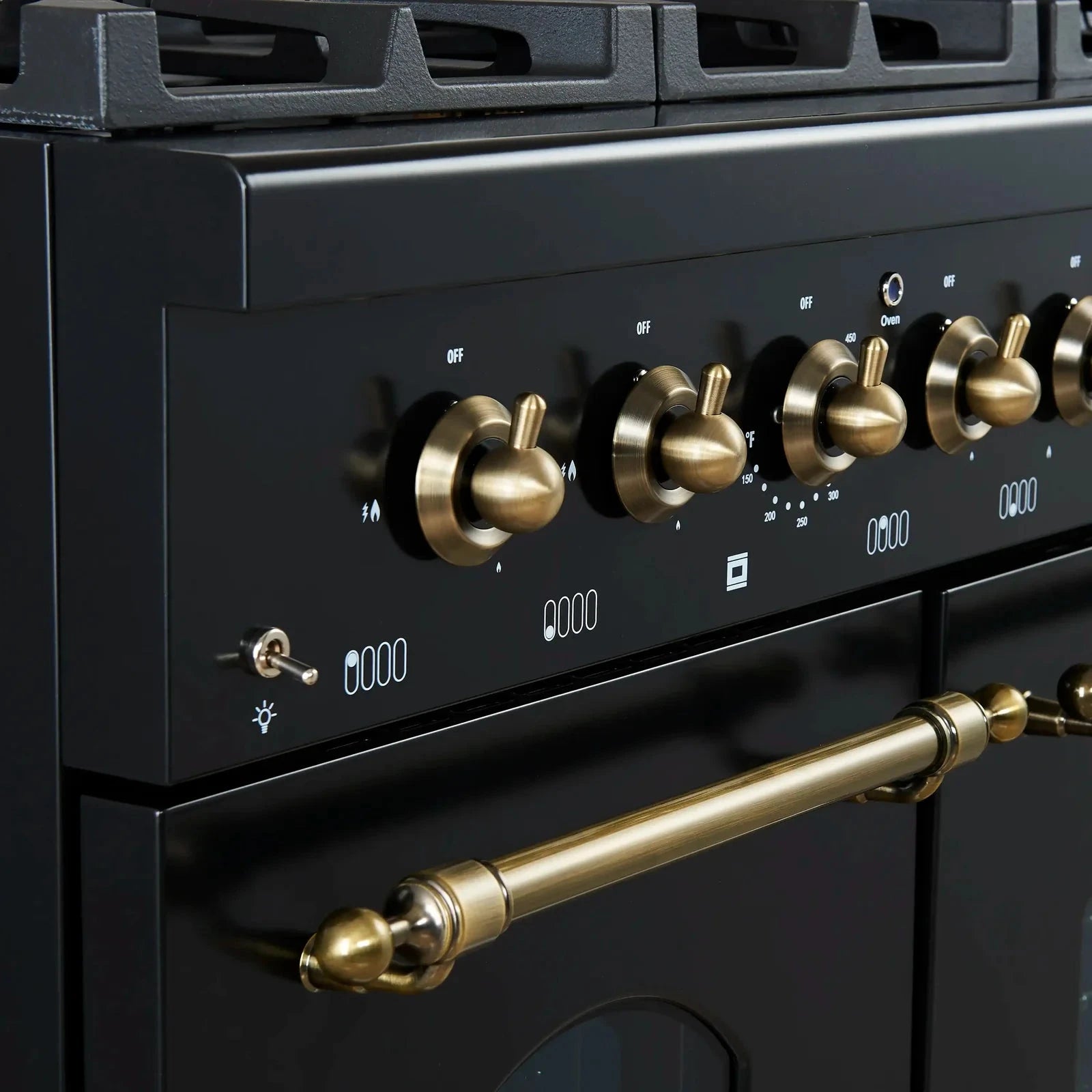 **Forno Antico 48-Inch Dual Fuel Range with 8 Gas Burners & Electric Convection Oven - Black Finish & Antique Brass Trim (Model FFSGS6113 48BLK) - Perfect for Professional Kitchens & Home Chefs**