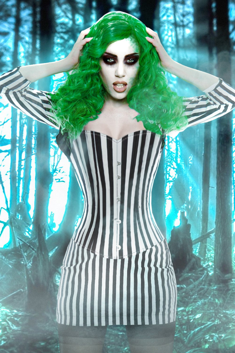 Elegant Black and White Striped Corset with Bolero Set - Perfect for Burlesque, Cosplay, and Vintage Fashion Events