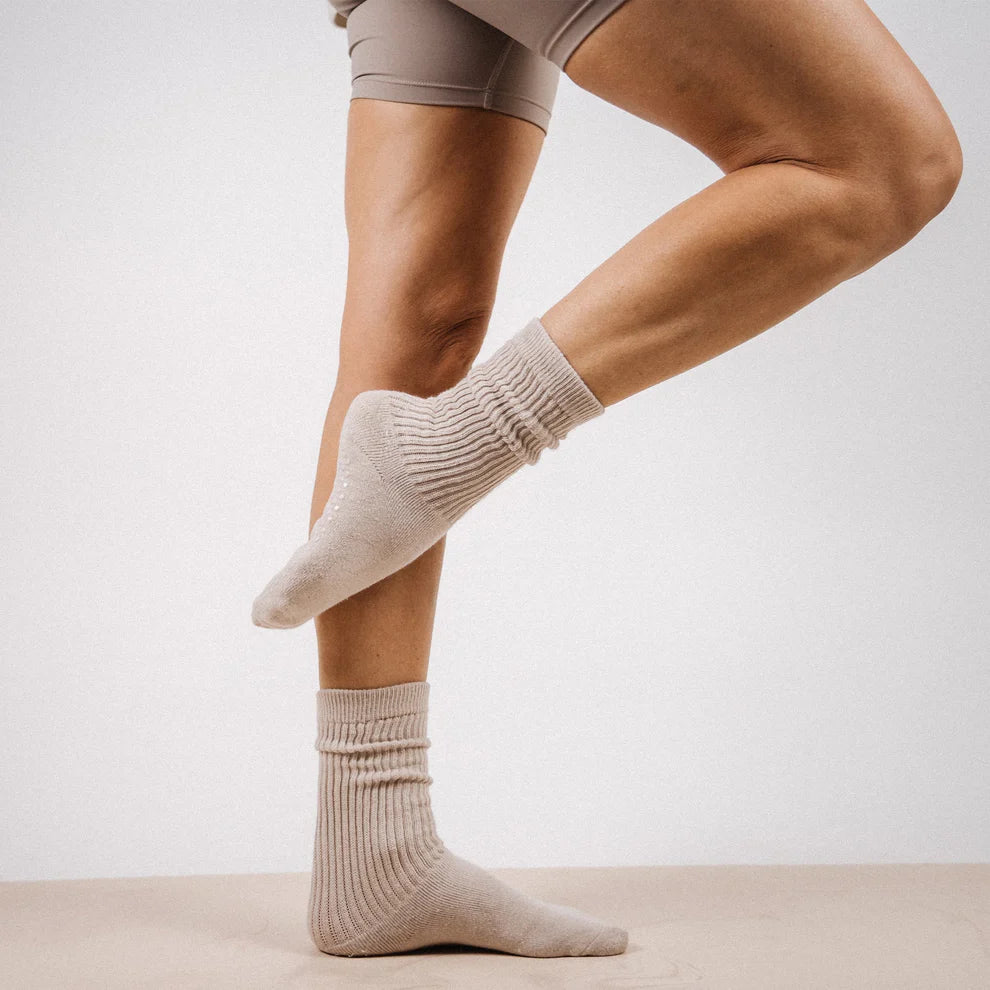 Women's Non-Slip Scrunch Socks - Cozy Grip Ankle Socks for Yoga, Workout & Lounge - Pack of 3 Pairs