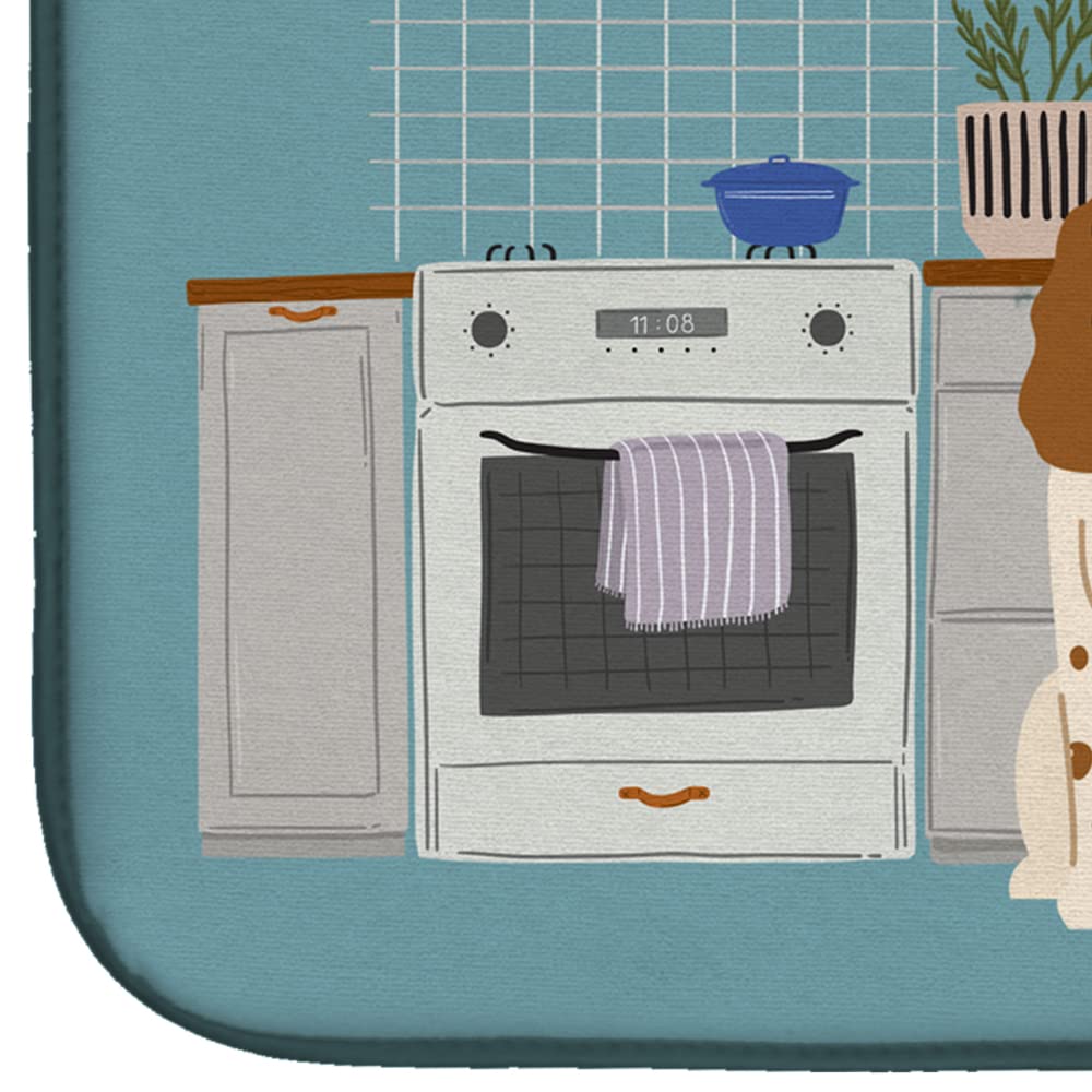 Russian Spaniel Dish Drying Mat - Absorbent Kitchen Counter Pad 14x21