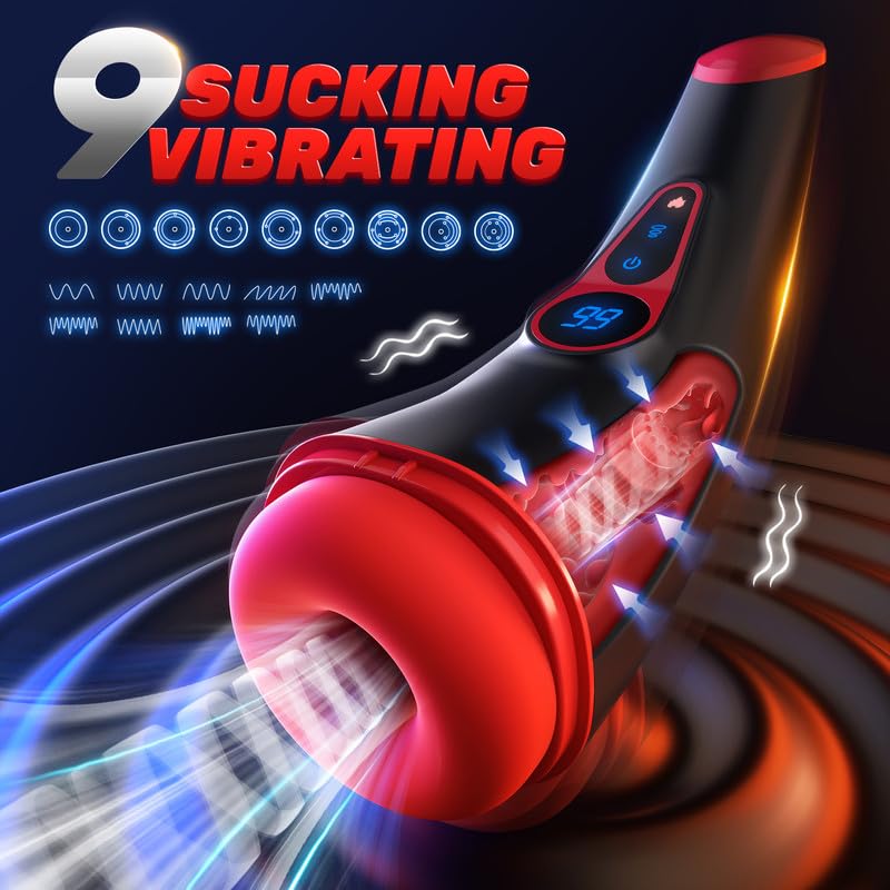 **APP Controlled Male Masturbator - 9 Suction & 9 Vibration Modes, 3D Textured Sleeve with Heating & LCD Display - Realistic Blowjob Experience for Men | Perfect for Solo Play & Discreet Use at Home**