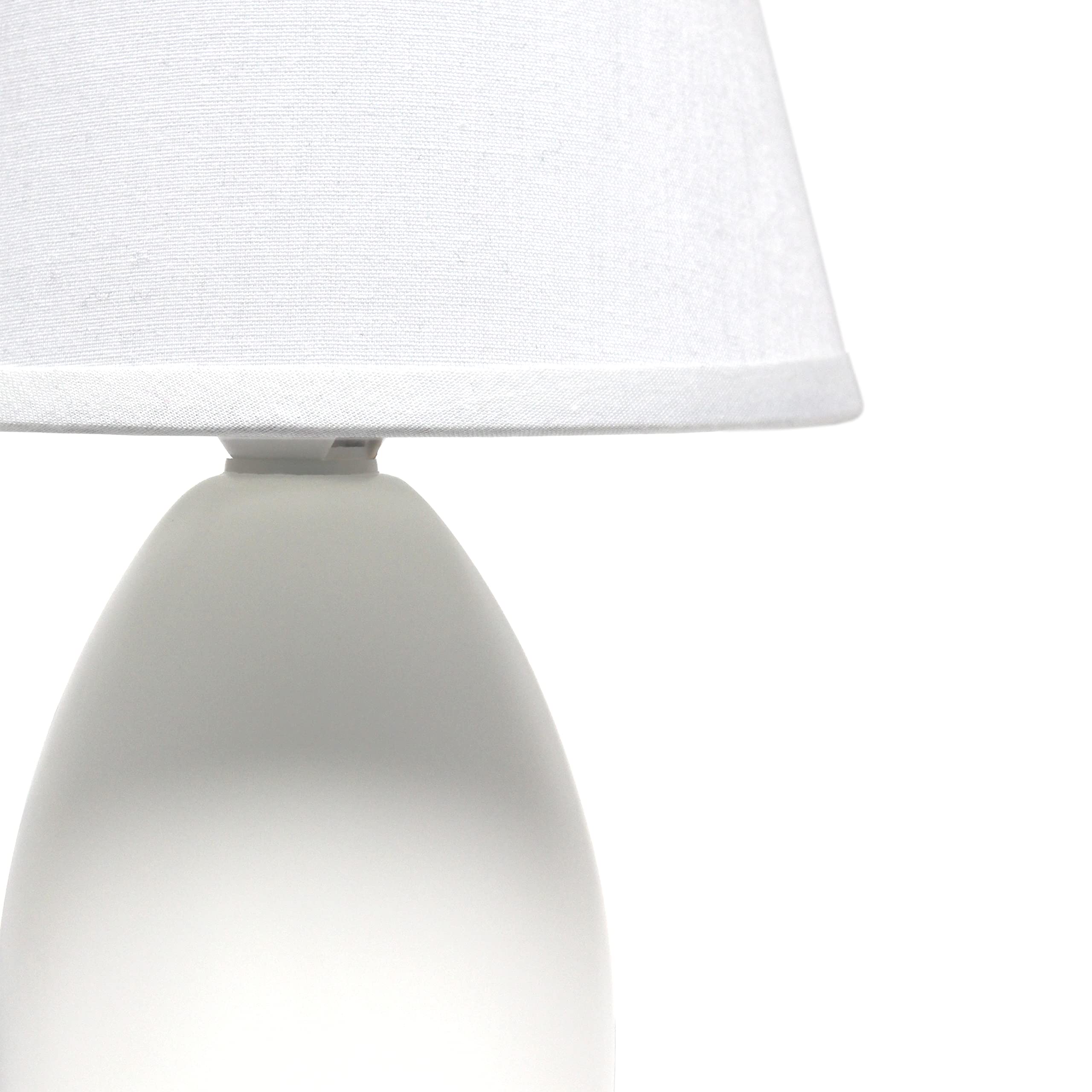 Simple Designs LT2009-OFF Mini Egg Oval Ceramic Table Desk Lamp in Off White - 5.51 x 5.51 x 9.45 Inches - Perfect for Bedroom Nightstand, Office Desk, or Living Room Accent Lighting