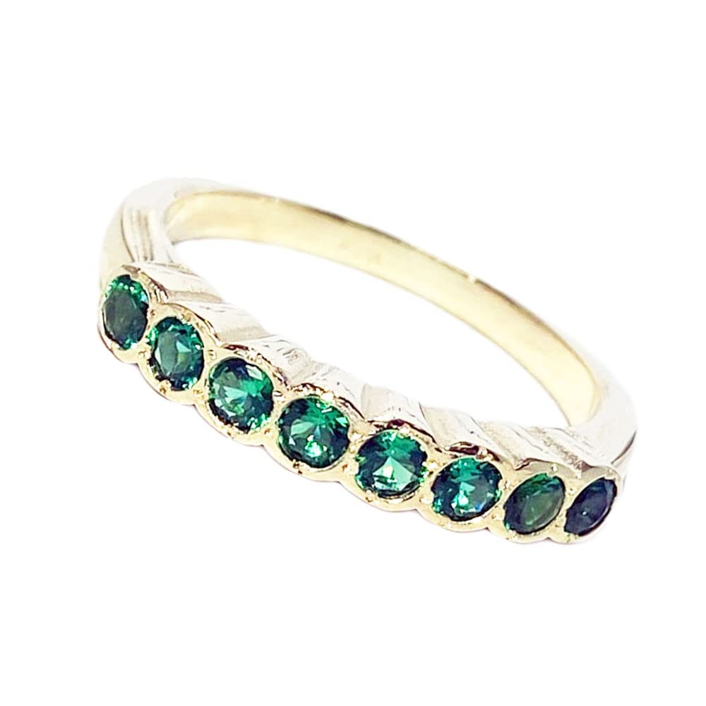 Emerald Birthstone Ring for May - 14K Gold Bezel Set Stacking Ring - Dainty Green Jewelry for Women - Perfect for Everyday Wear, Gift Giving & Special Occasions