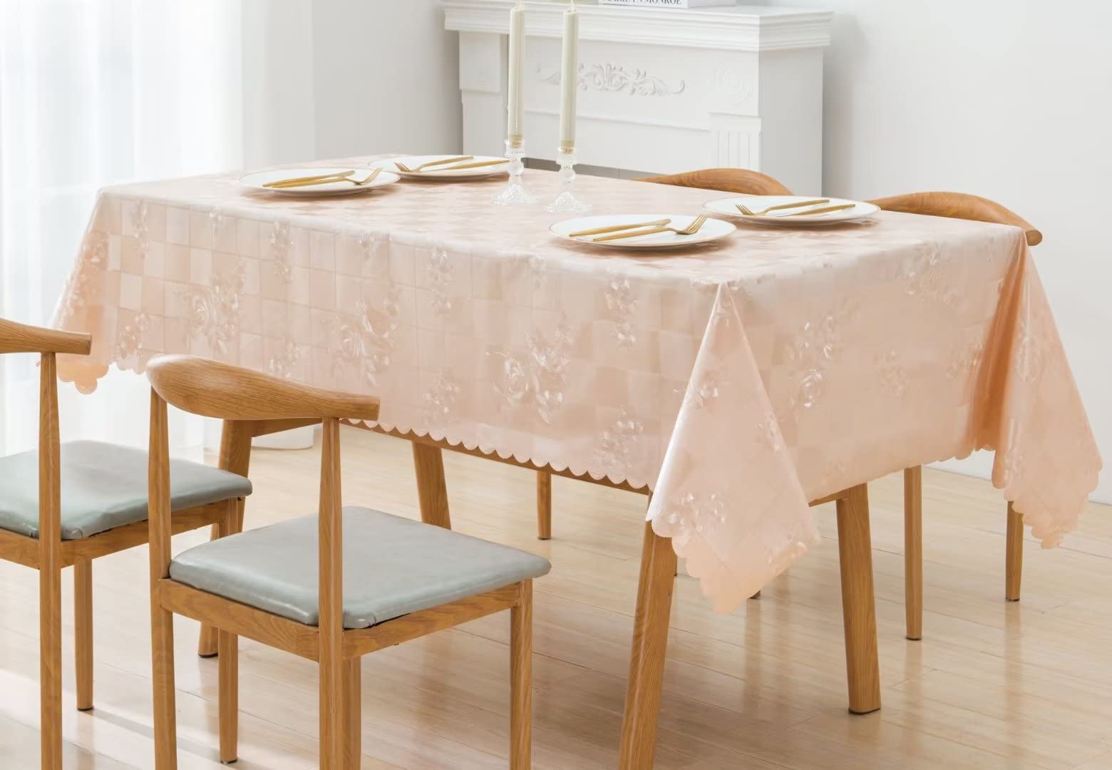 Glitter Waterproof Tablecloth - 60 x 104 Inch Rectangle Checkered Table Cover for 8 Foot Tables, Party & Thanksgiving Decor, Washable & Durable for Indoor/Outdoor Use