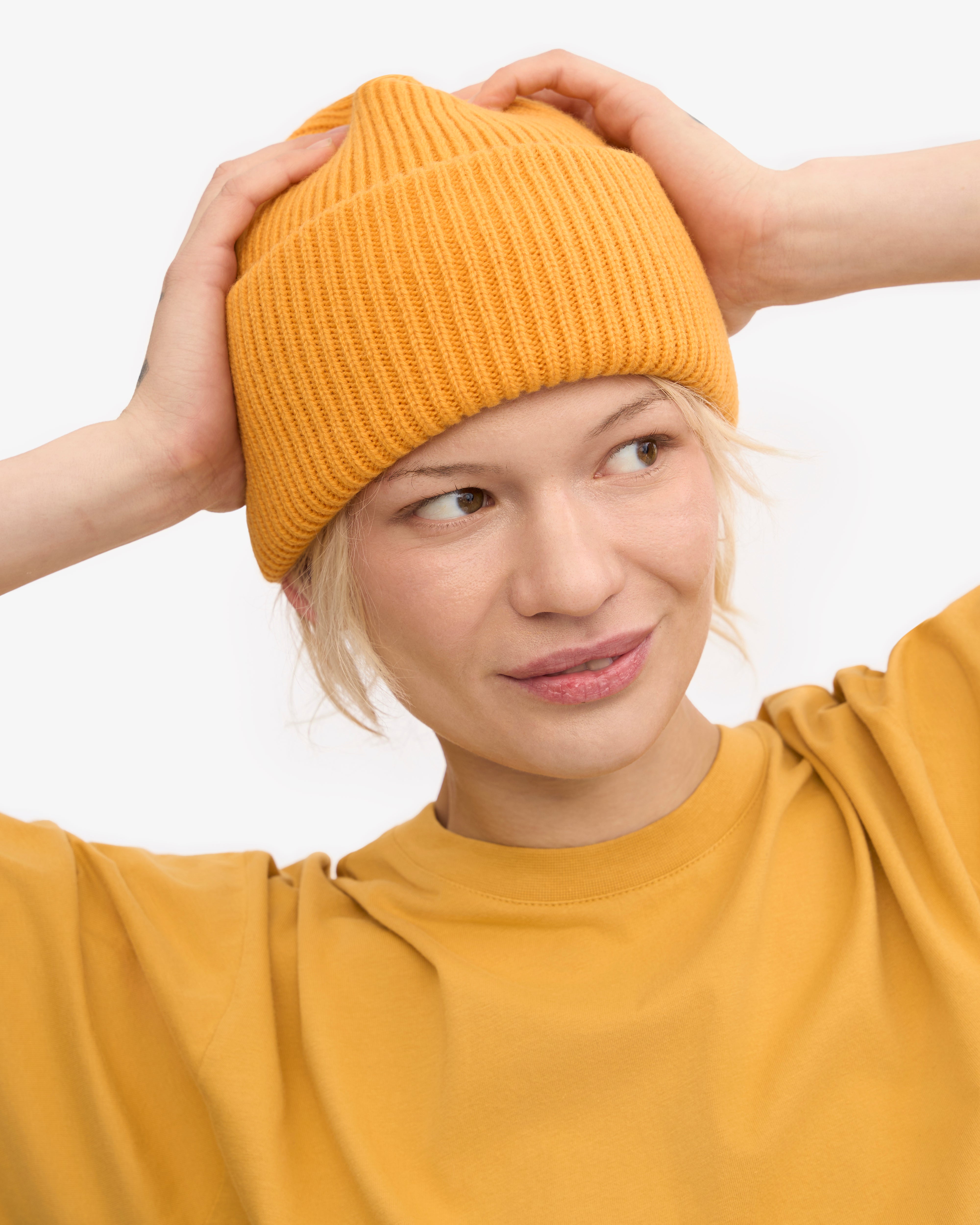 Premium Merino Wool Beanie - Soft & Warm Winter Hat for Men & Women - Burned Yellow - Perfect for Skiing, Hiking & Outdoor Activities