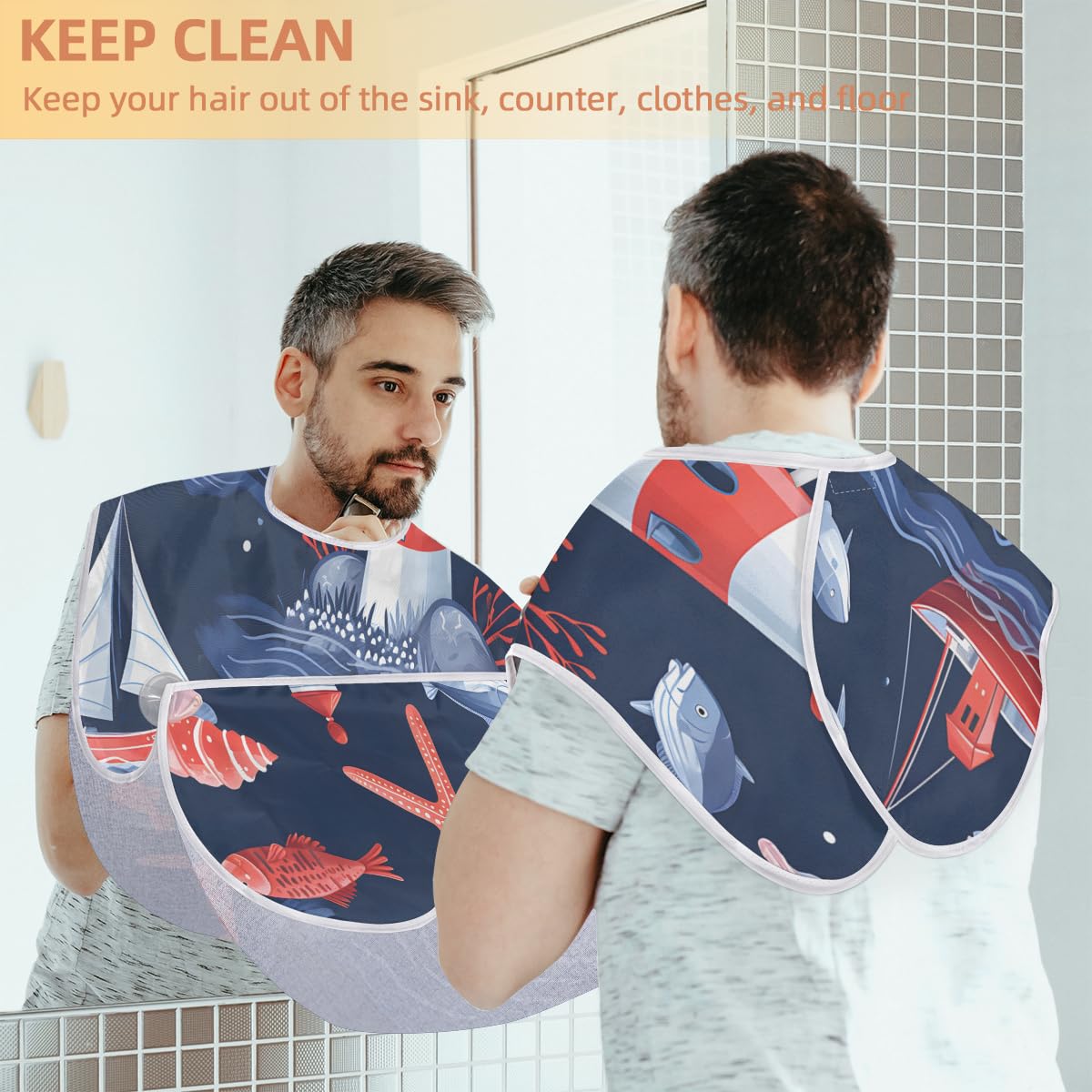 **Men's Waterproof Beard Shaving Bib & Hair Dye Cape - Sink Hair Catcher for Grooming, Barber Tools & Makeup Artist Accessories - Perfect for Home Use, Salon & DIY Haircuts**