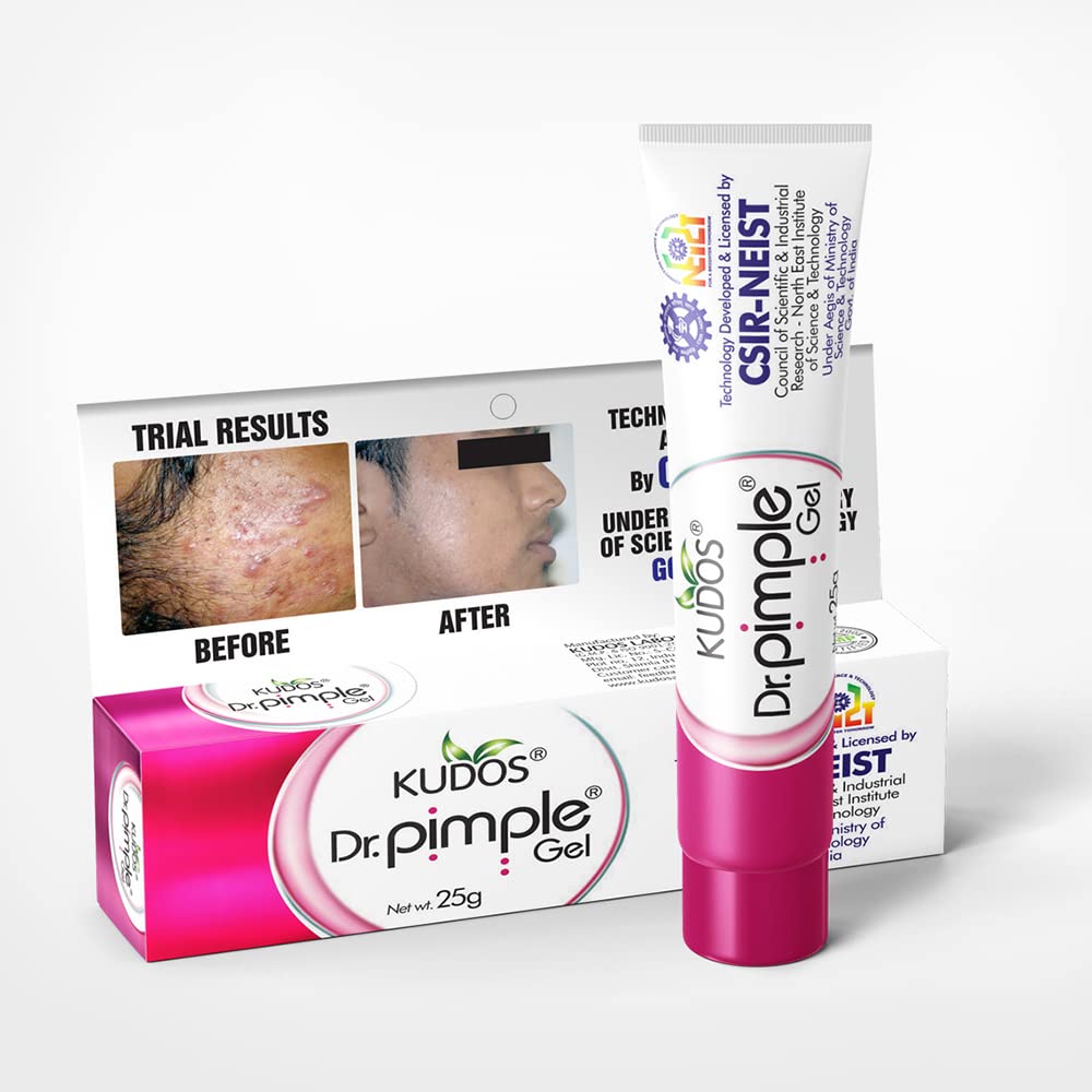 Kudos Dr. Pimple Gel - Best Ayurvedic Acne Treatment for Pimple Removal (25g X 2 Pack) | Natural Face Care Solution for Teens & Adults | Daily Skincare Routine