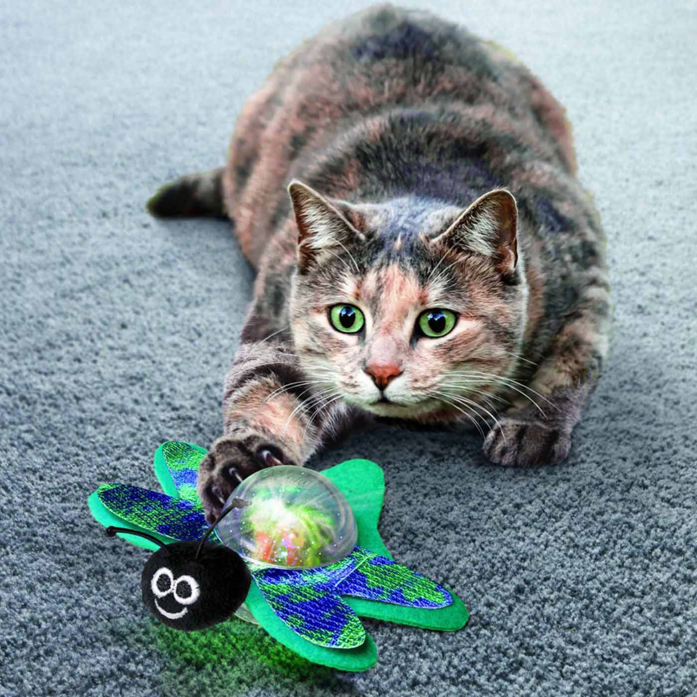 KONG Cat Bat About Flicker Firefly Toy - Interactive Cat Toy with Flashing Lights for Indoor Play, Exercise & Hunting Instincts - Perfect for Kittens & Adult Cats