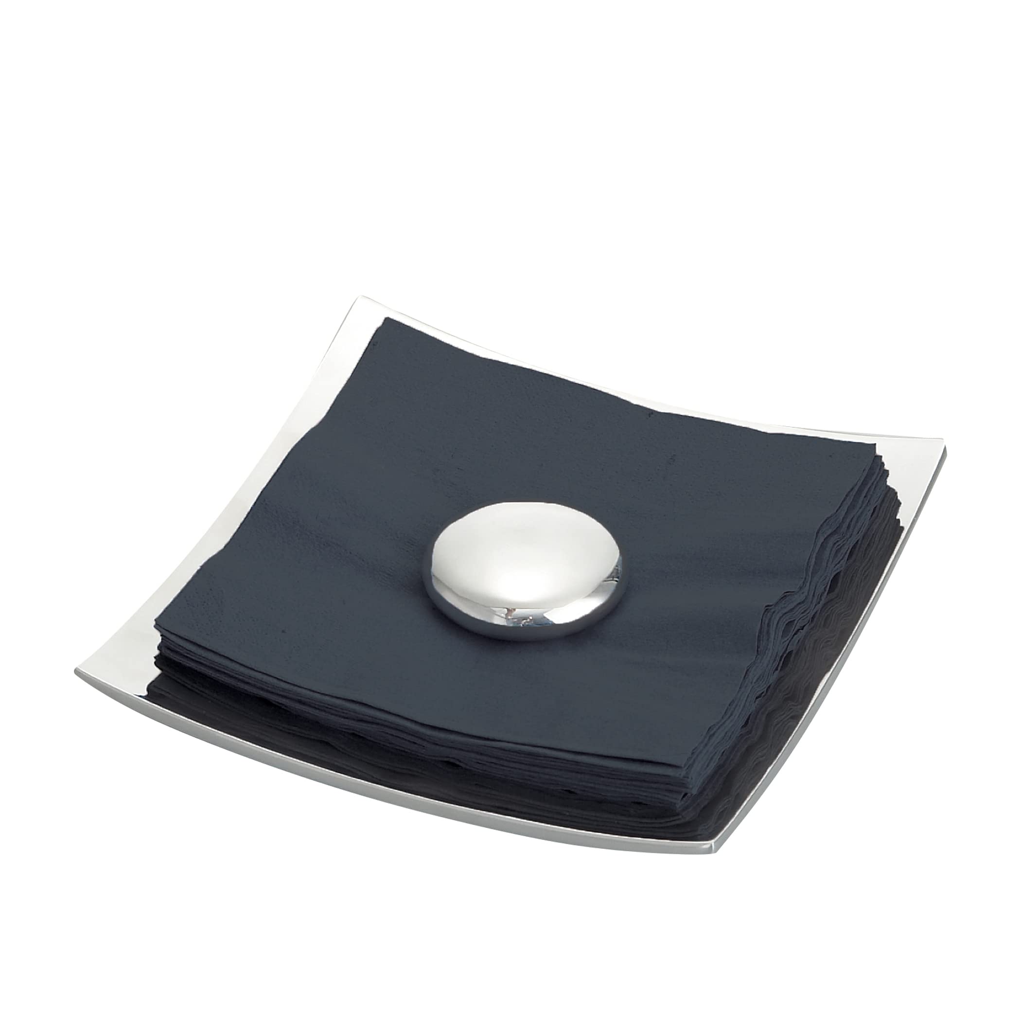 Nambé Metal Alloy Napkin Holder - 8x8 Inch Elegant Tabletop Organizer for Kitchen Countertops, Dining Tables | Perfect for Weddings, Parties, Events | Indoor & Outdoor Use | Durable Stainless Steel Design for Everyday Entertaining