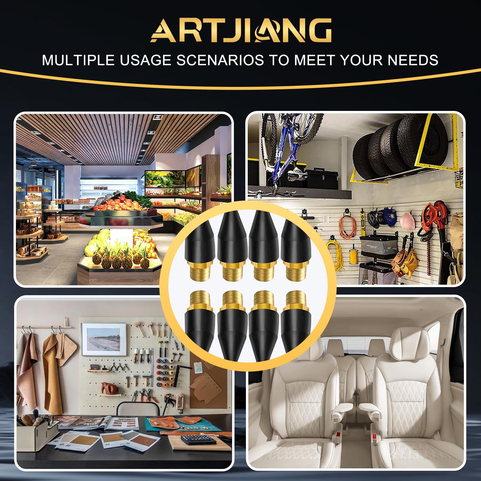 8PCS Black Rubber Air Nozzle Tips for Air Blow Guns - Workshop & DIY Use
