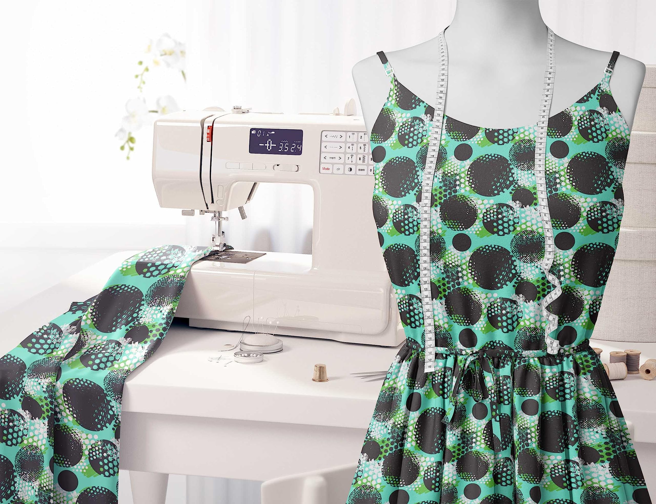 Soimoi Moss Georgette Brown Fabric by The Yard - 42 Inch Wide Brush Stroke & Dots Abstract Print - Fashion Printed Fabric for Dresses, Blouses & Home Decor - Lightweight & Flowy Material for DIY Sewing Projects