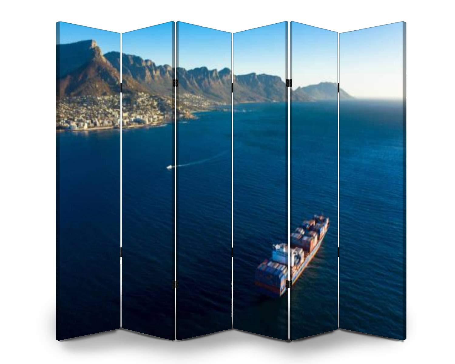 6 Panel Folding Room Divider Privacy Screen - Nautical Design Freestanding Partition for Indoor/Outdoor Use | Bedroom Separator, Office Space Divider, Event Decoration, Trade Show Backdrop