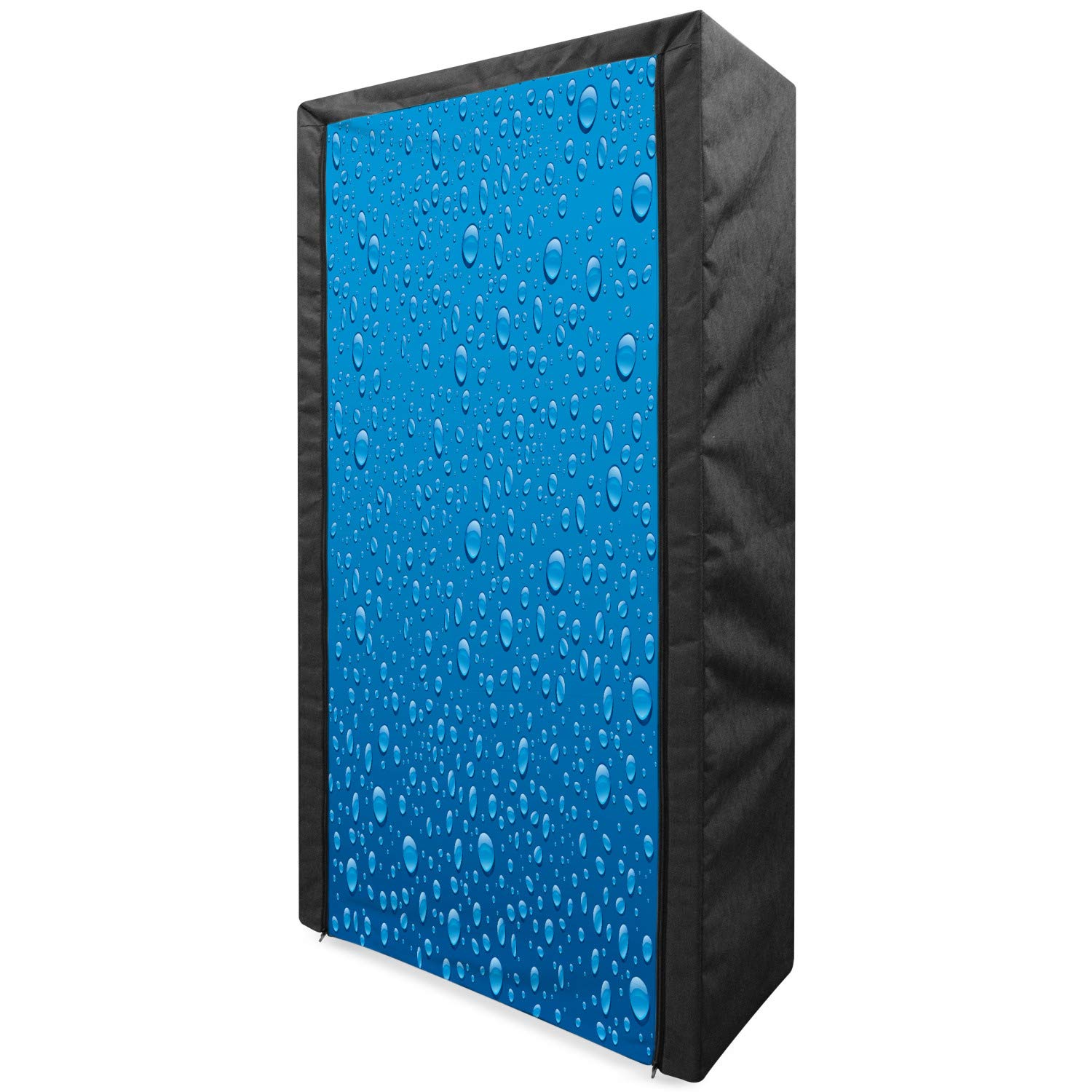 Ambesonne Blue Portable Fabric Wardrobe with Shelves - 33.5 Inch Closet Organizer for Clothes Storage | Water Drop Design for Relaxing Monsoon Atmosphere | Perfect for Bedroom, Dorm, or Small Space Organization