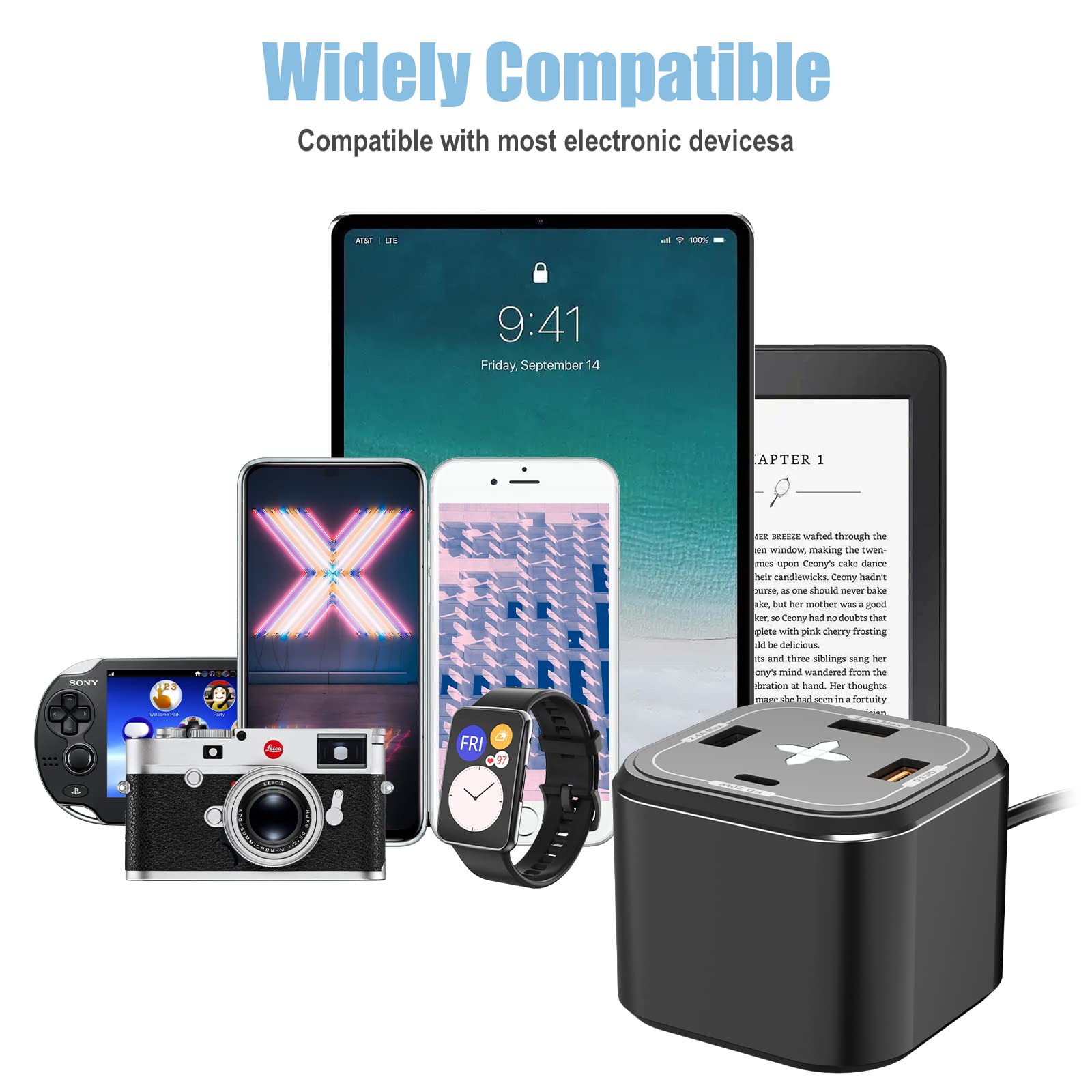 80W 5-Port USB C Charging Station with 65W PD 3.0 GaN Fast Charger - Compatible with iPhone 15/14 Pro Max, MacBook Pro, iPad Pro, Nintendo Switch, Galaxy S23/S22 - Perfect for Home, Office & Travel Charging Multiple Devices Simultaneously
