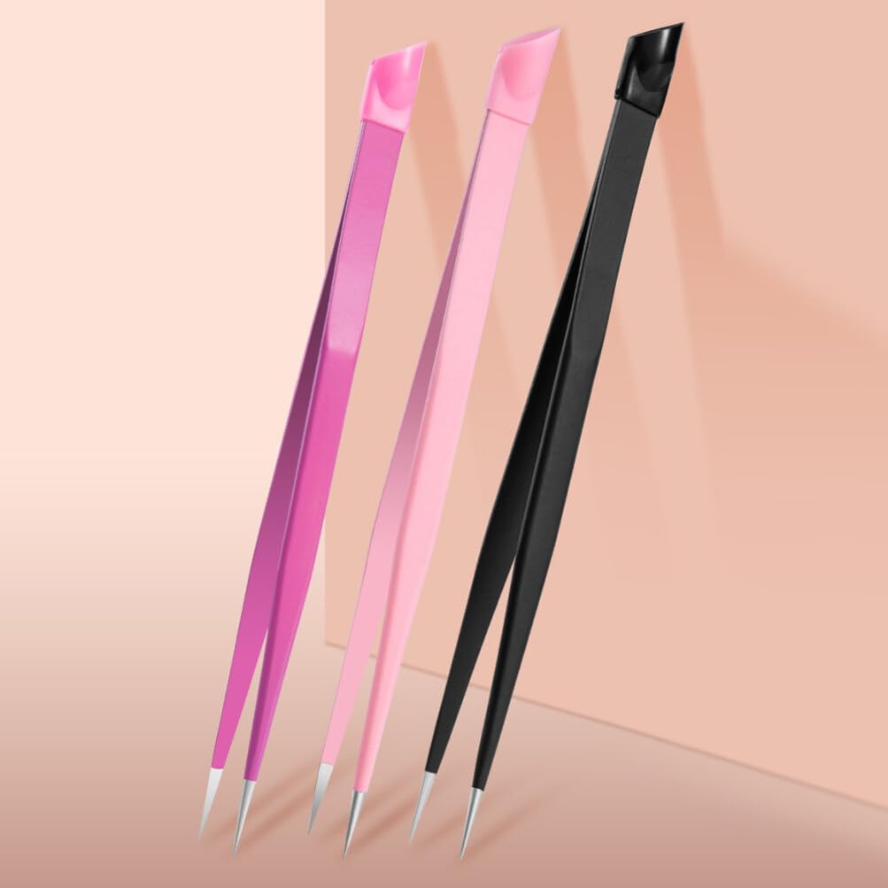 3-Piece Beads & Nail Art Tweezers Set - Pointed Tip Sticker & Brow Tweezers for Scrapbooking, DIY Nail Design, Jewelry Making & Eyebrow Grooming - Precision Tools for Crafting & Beauty Care