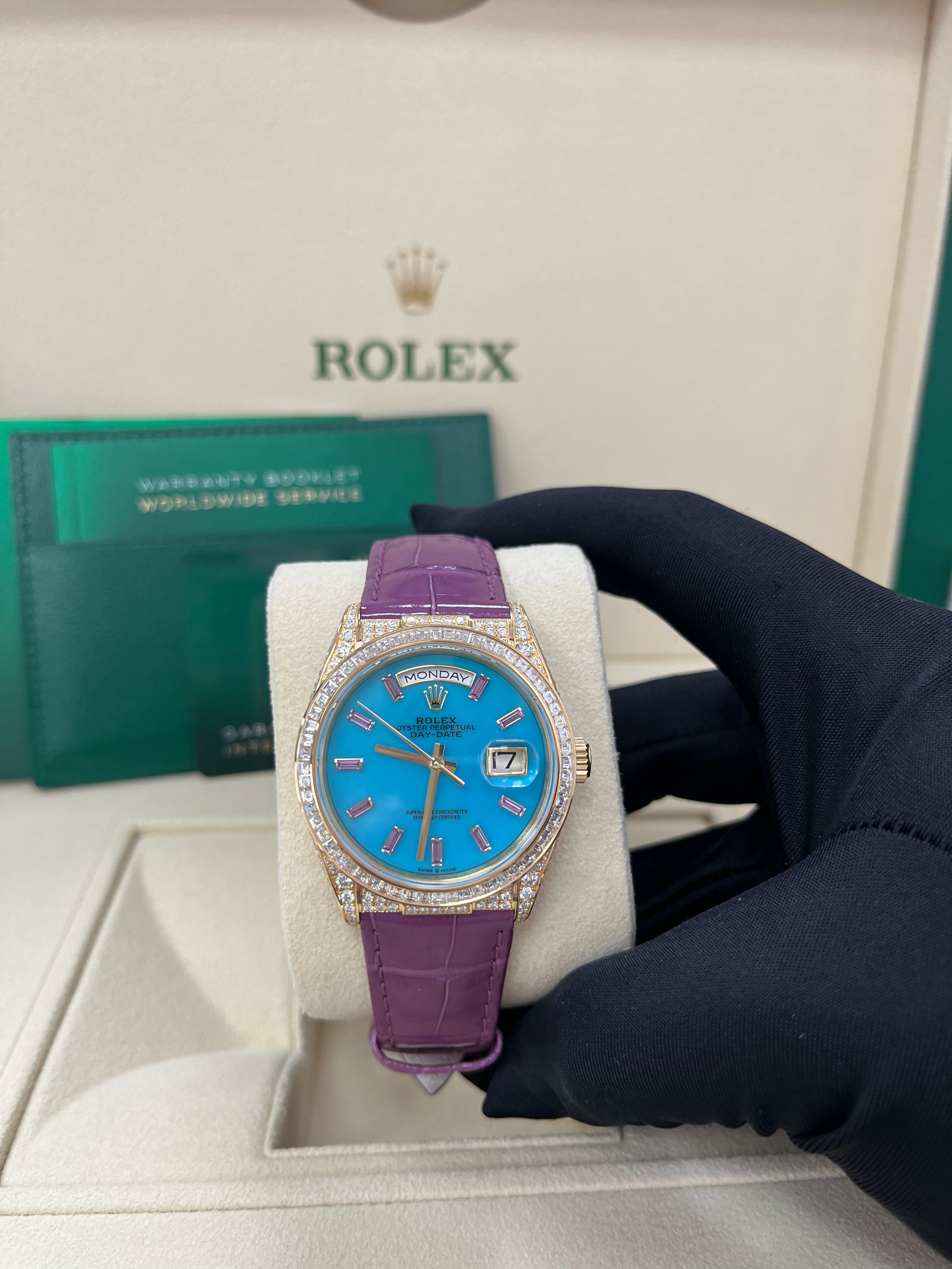 Luxury Rolex Day Date 128458TBR 18K Gold Men's Watch - Perfect for Business, Formal Events & Special Occasions