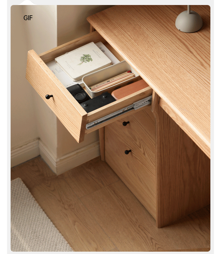 Solid Oak & Cherry Wood Desk Bookshelf with Warm LED Lighting - Perfect for Home Office, Study Room, and Library Organization