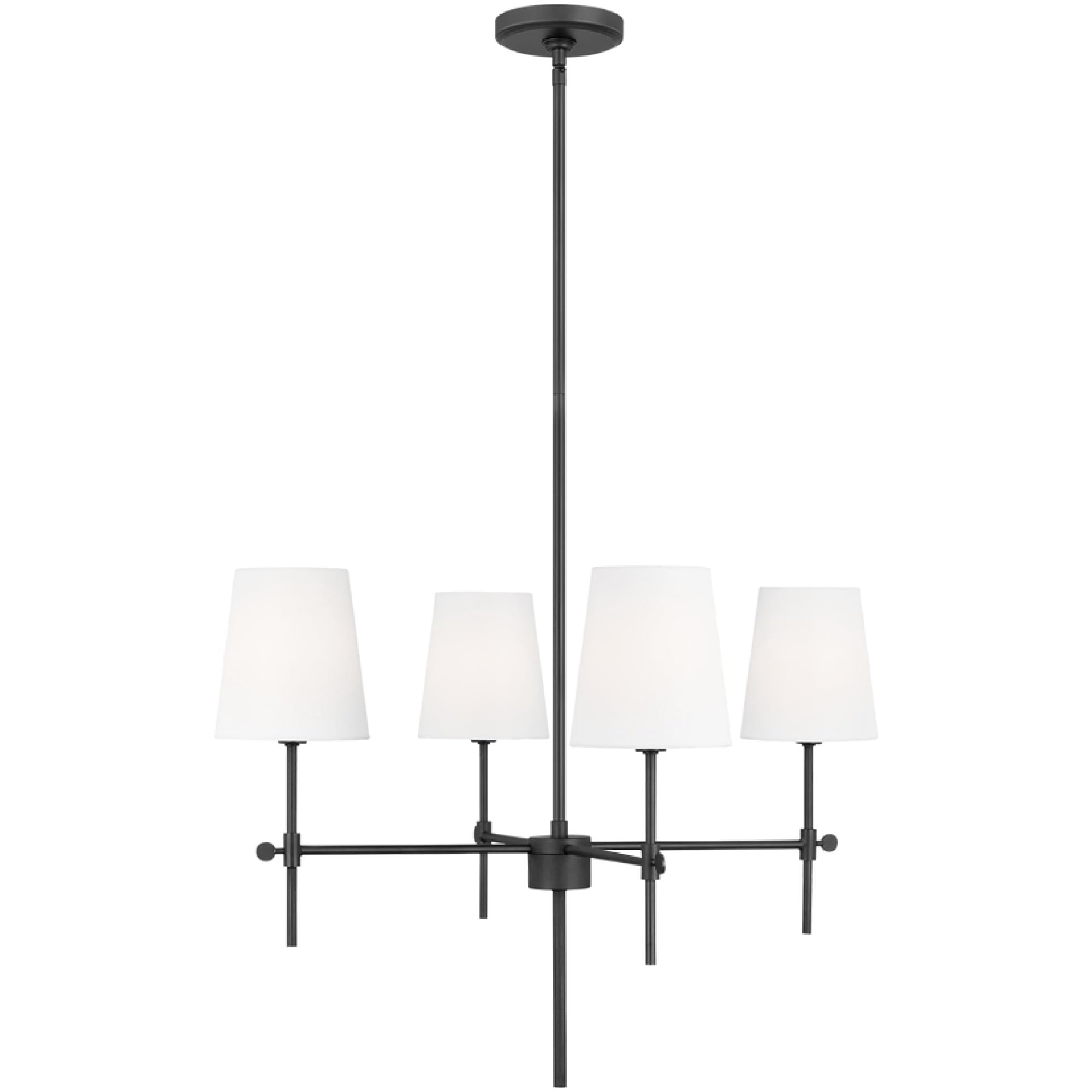 Generation Lighting 4-Light Baker Chandelier in Midnight Black 3187204-112 | Modern Ceiling Light Fixture for Dining Room, Living Room & Bedroom Decor | Compatible with LED & Standard Bulbs | Perfect for Farmhouse, Industrial & Contemporary Home Lighting