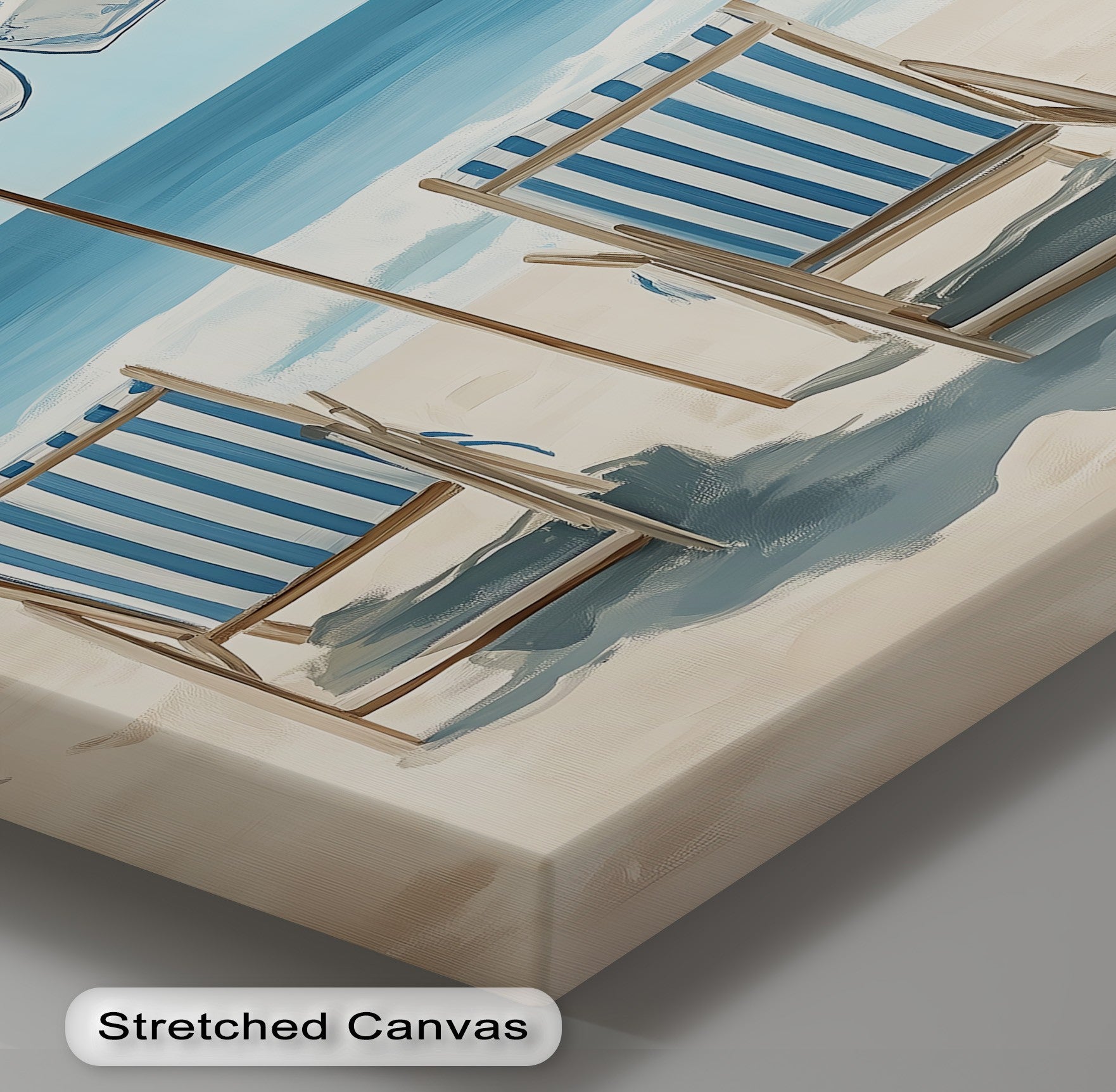 Blue Striped Beach Chairs Canvas Wall Art - Coastal Decor for Living Room, Bedroom & Office - Perfect Beachfront Home Decor & Gift Idea