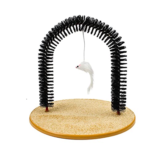 Self-Grooming Cat Brush with Scratching Board - Arch Type Cat Massager & Hair Removal Tool for Indoor Cats - Perfect for Grooming, Playtime & Stress Relief