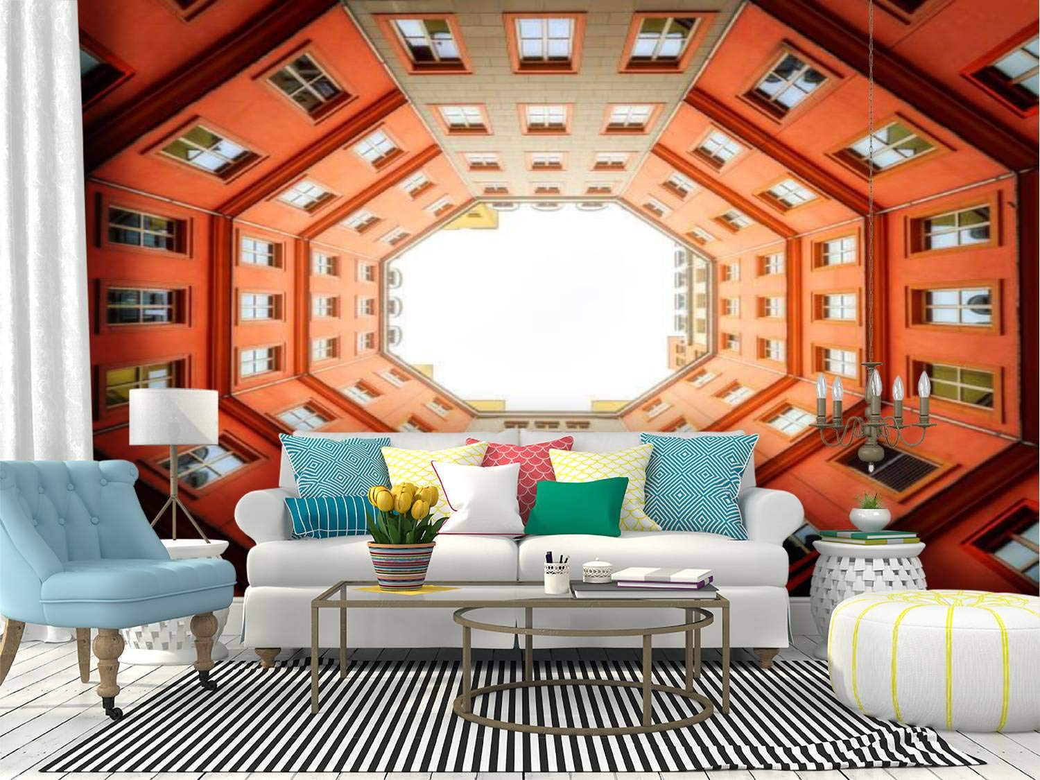 RECETHROWS Peel and Stick Wallpaper - Octagon Roof in Berlin Design, Self-Adhesive Removable Vinyl Wall Mural for Home Decor, Large Wall Sticker & Shelf Paper | Perfect for Living Room, Bedroom, and Office Walls