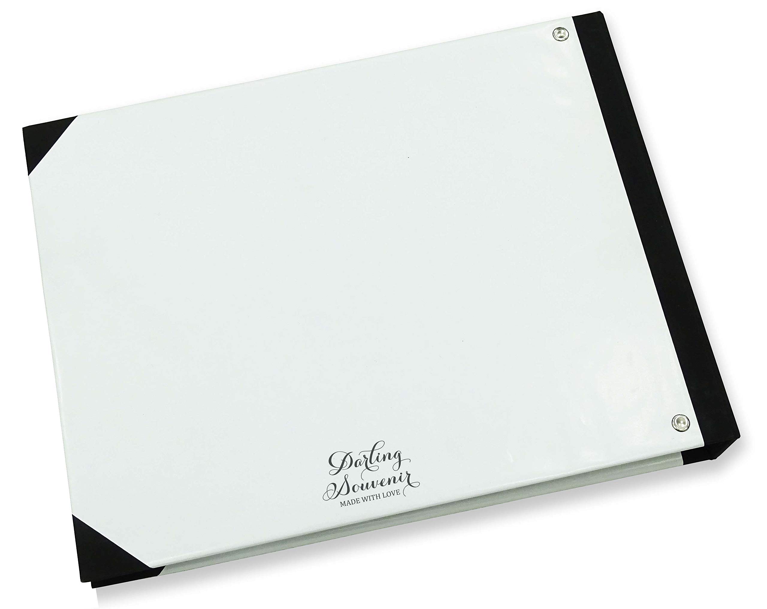 Darling Souvenir White Geometric Frame Wedding Guest Book - 9 x 12 Inches Hardbound Guest Sign-in Registry for Wedding Ceremony, Reception & Anniversary Celebrations