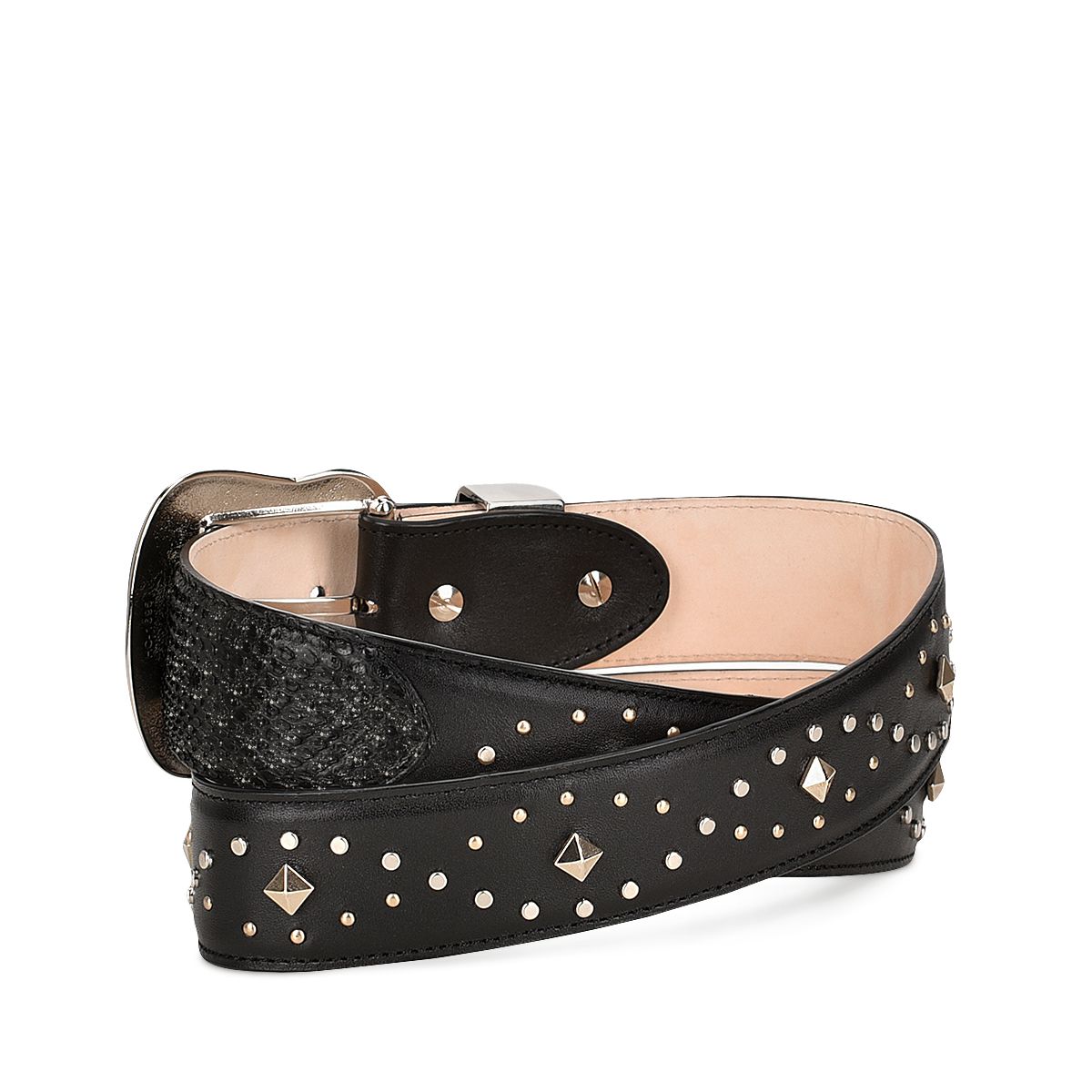 CDA06PM Women's Cuadra Black Western Cowgirl Python Belt - Stylish Leather Belt for Western Fashion, Rodeo, and Country Outfits