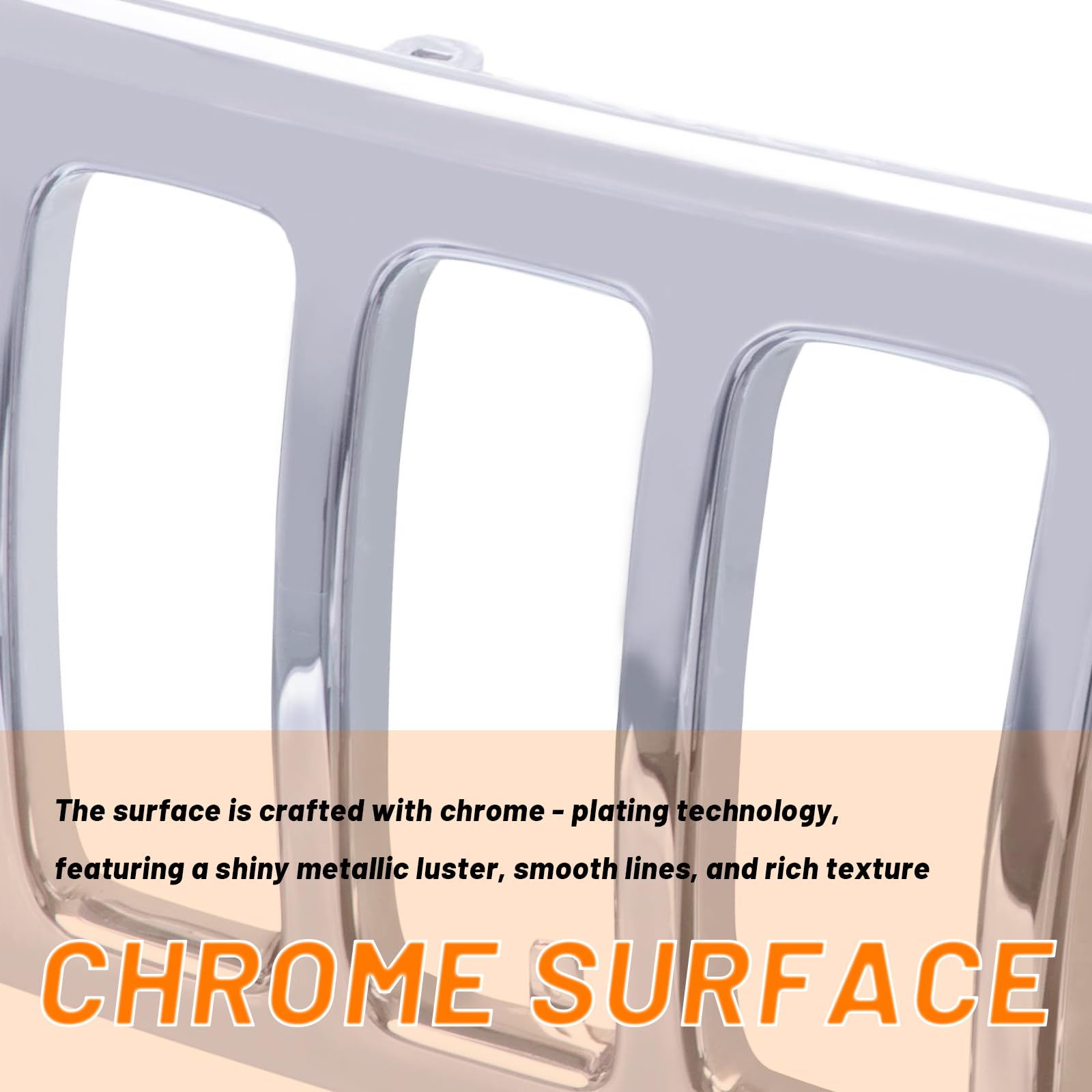 CarPartsDepot Chrome Front Grille for 1999-2003 Jeep Grand Cherokee LAREDO (CH1200221 55155921AB) - Replacement Auto Part for Off-Road & Daily Driving