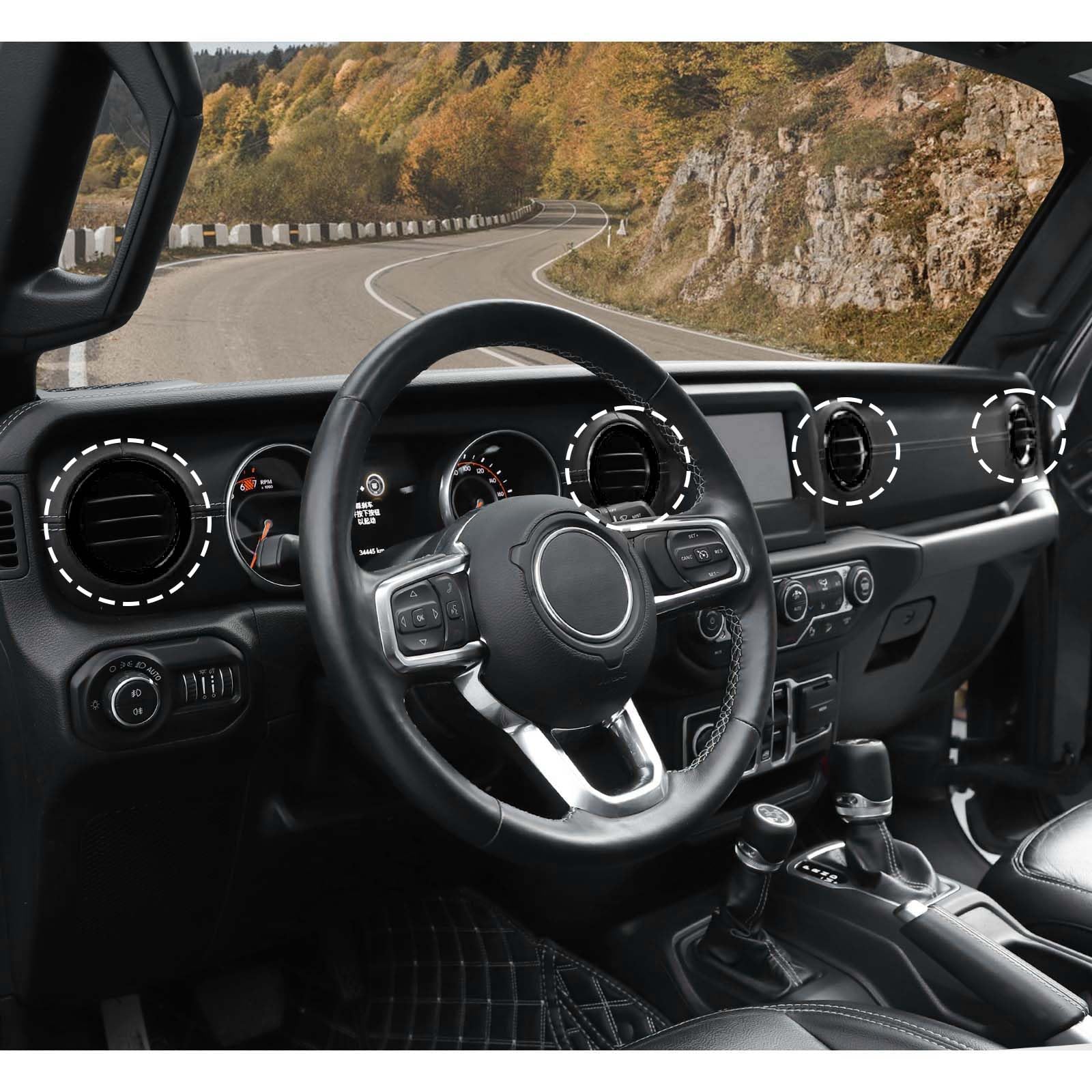 Jeep JL Dash Air Vent Outlet Bezel & Ventilation Grille Trim - ABS Black Interior Accessory for 2018-2023 Jeep Wrangler JL/JLU & Gladiator JT - Perfect for Off-Roading & Custom Interior Upgrades