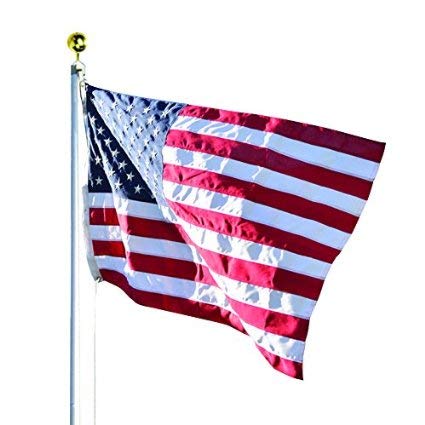 30 FT Heavy Duty Commercial Grade In-Ground Flagpole with Tapered Sections - Includes 5x8 US Nylon American Flag & Deluxe Liberty Ball - Made in USA for Business, Government & Residential Use - Perfect for Patriotic Displays, Corporate Campuses & Home Decor - Holds Two Flags
