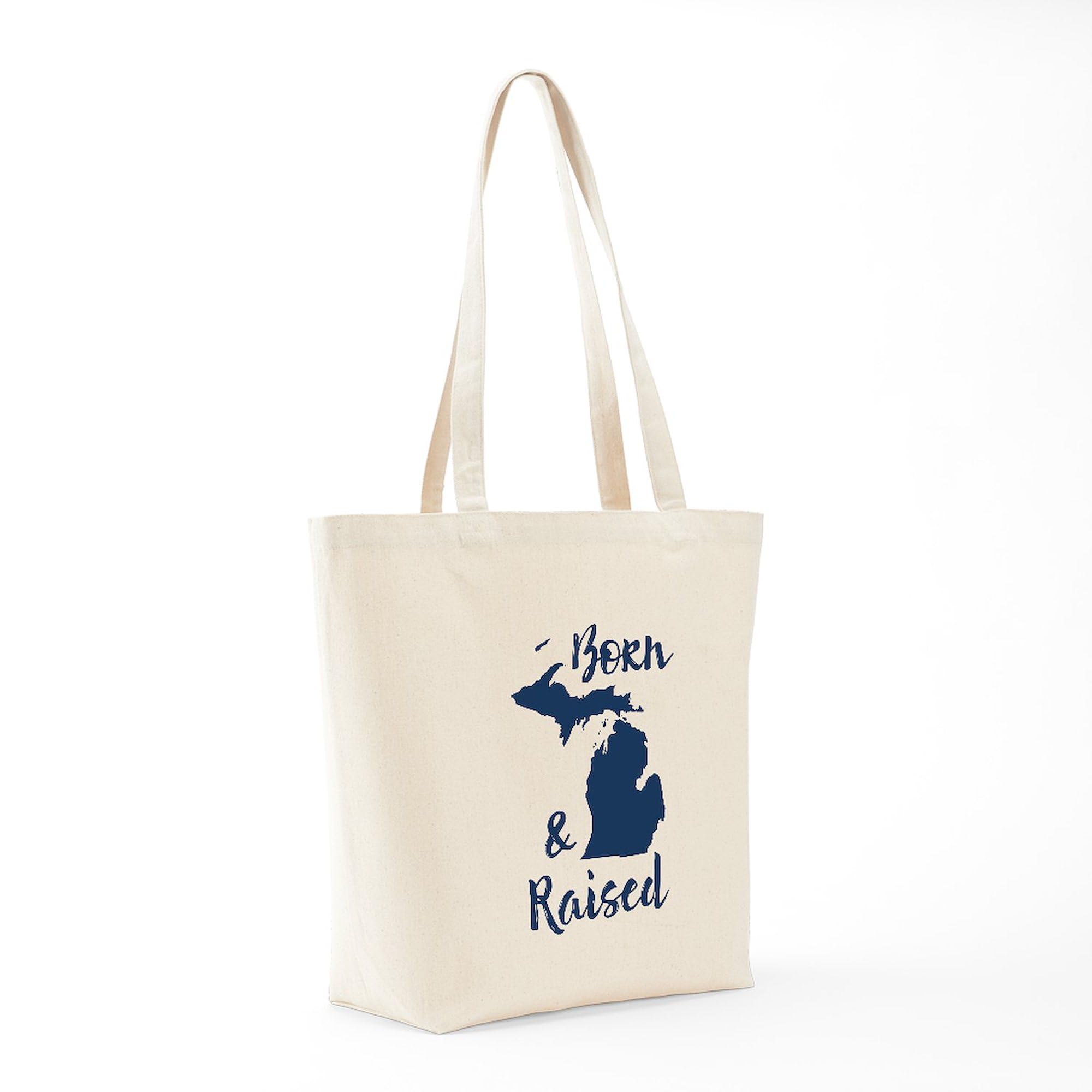 Michigan Born & Raised Canvas Tote Bag - Eco-Friendly Reusable Shopping Bag for Groceries, Beach & Daily Use | CafePress
