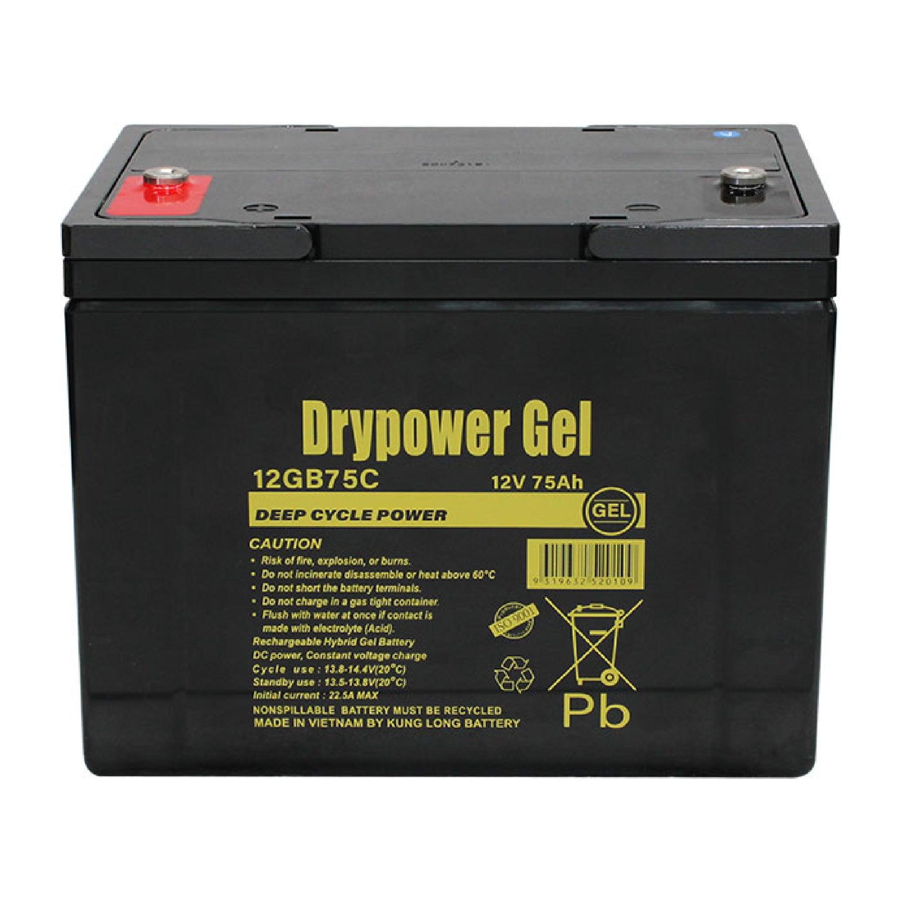 Drypower 12V Sealed Lead Acid Hybrid Gel Deep Cycle Battery - Rechargeable Power for Solar Systems, Marine, RV, and Off-Grid Applications