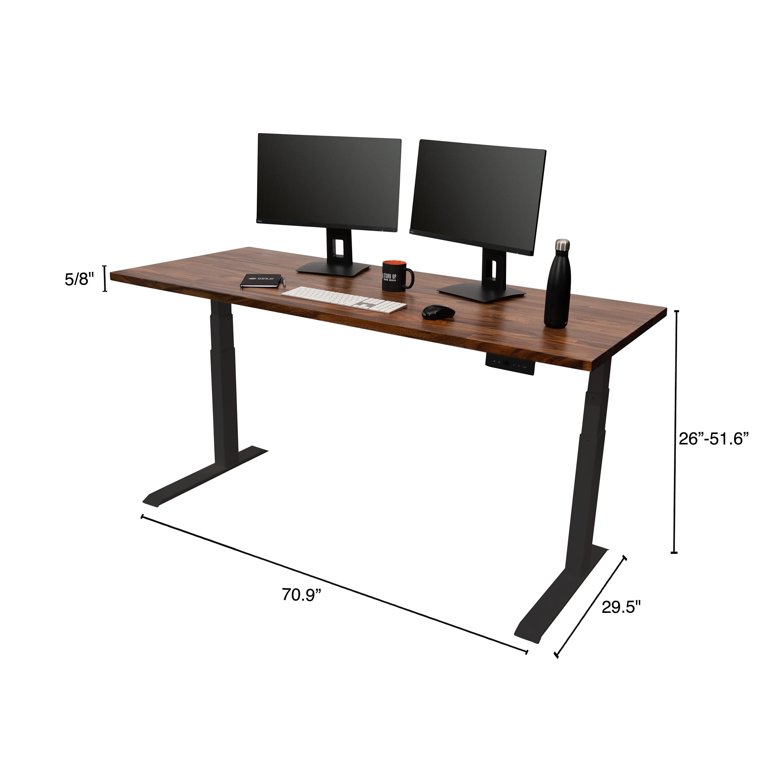 Premium Electric Standing Desk with Solid Walnut Top - 71