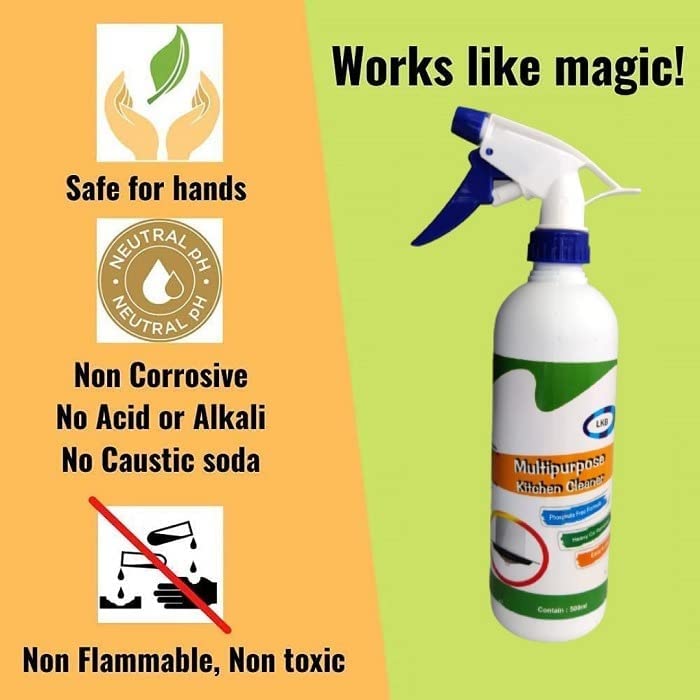 VIVNITS UNITY Kitchen Cleaner Spray - Powerful Oil & Grease Stain Remover for All Surfaces | Non-Toxic, Non-Flammable Degreaser for Kitchen, Chimney, Sink, Grill & Exhaust Fan | Perfect for Deep Cleaning Stubborn Grease & Everyday Kitchen Maintenance