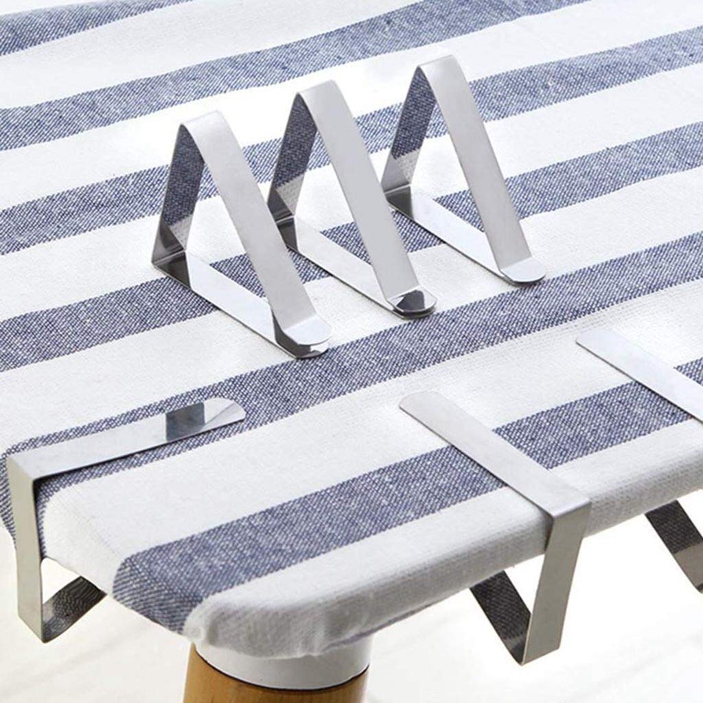6-Piece Stainless Steel Tablecloth Clips - Heavy Duty Table Cloth Holders for Party, Wedding, Picnic & Outdoor Dining - Secure Table Cover Clamps for Home & Restaurant Use