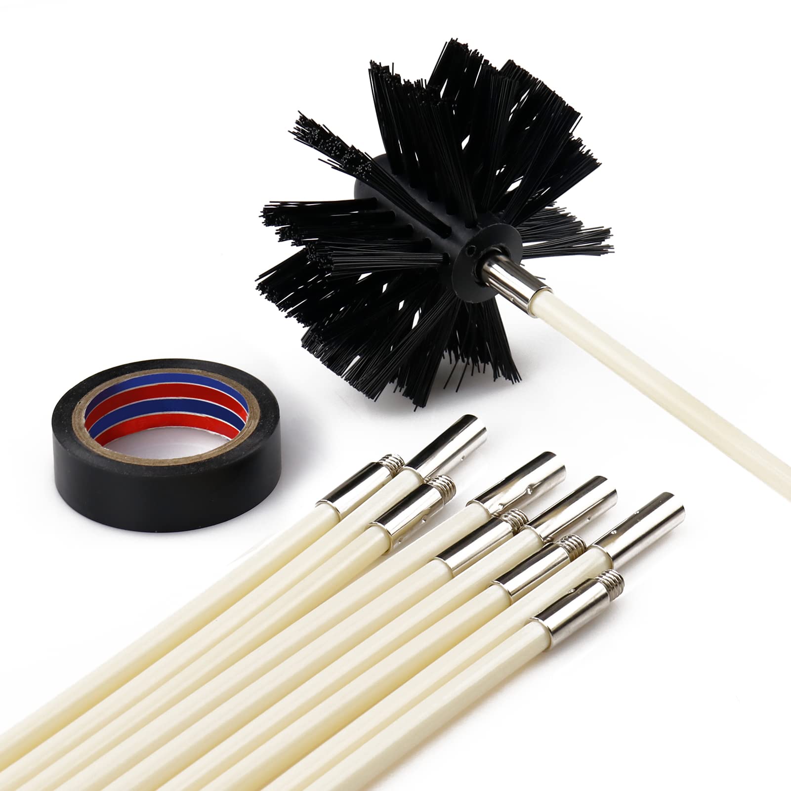 Flexible Dryer Vent Cleaner Kit - 30ft Lint Remover with Brush for Duct Cleaning (Drill Compatible) - Home & Laundry Use