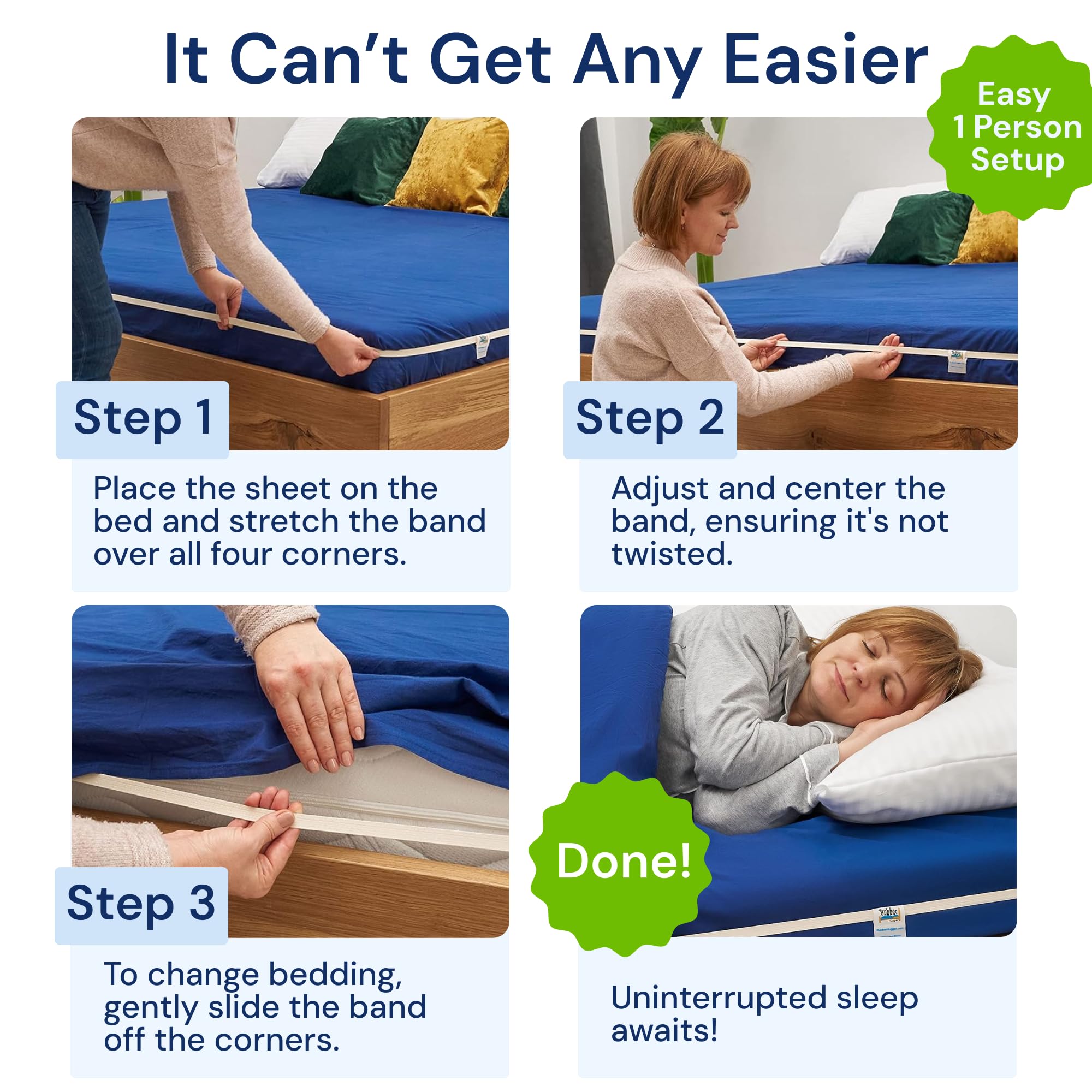 **Elastic Bed Sheet Holder Straps for King Size Mattress - Adjustable Rubber Hugger Band - Secure Fitted Sheets - Perfect for Deep Pocket Mattresses (Large-King) - Ideal for Home, Hotel & Dorm Room Use**