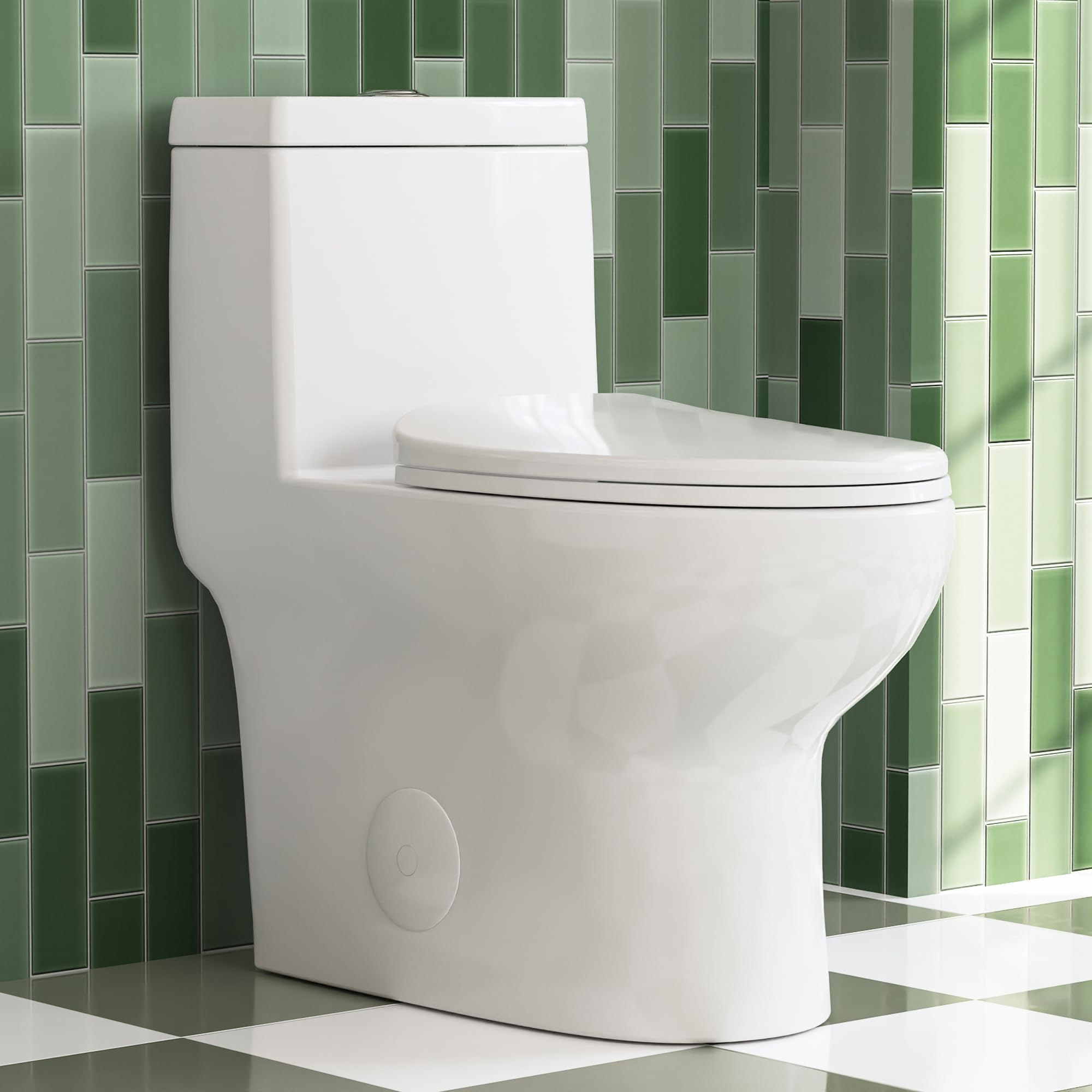 DeerValley DV-1F026R Elongated One Piece Toilet - ADA Compliant Comfort Height, Dual Flush 1.1/1.6 GPF Water Saving, Powerful & Quiet Flushing - Modern Bathroom Toilet with 10