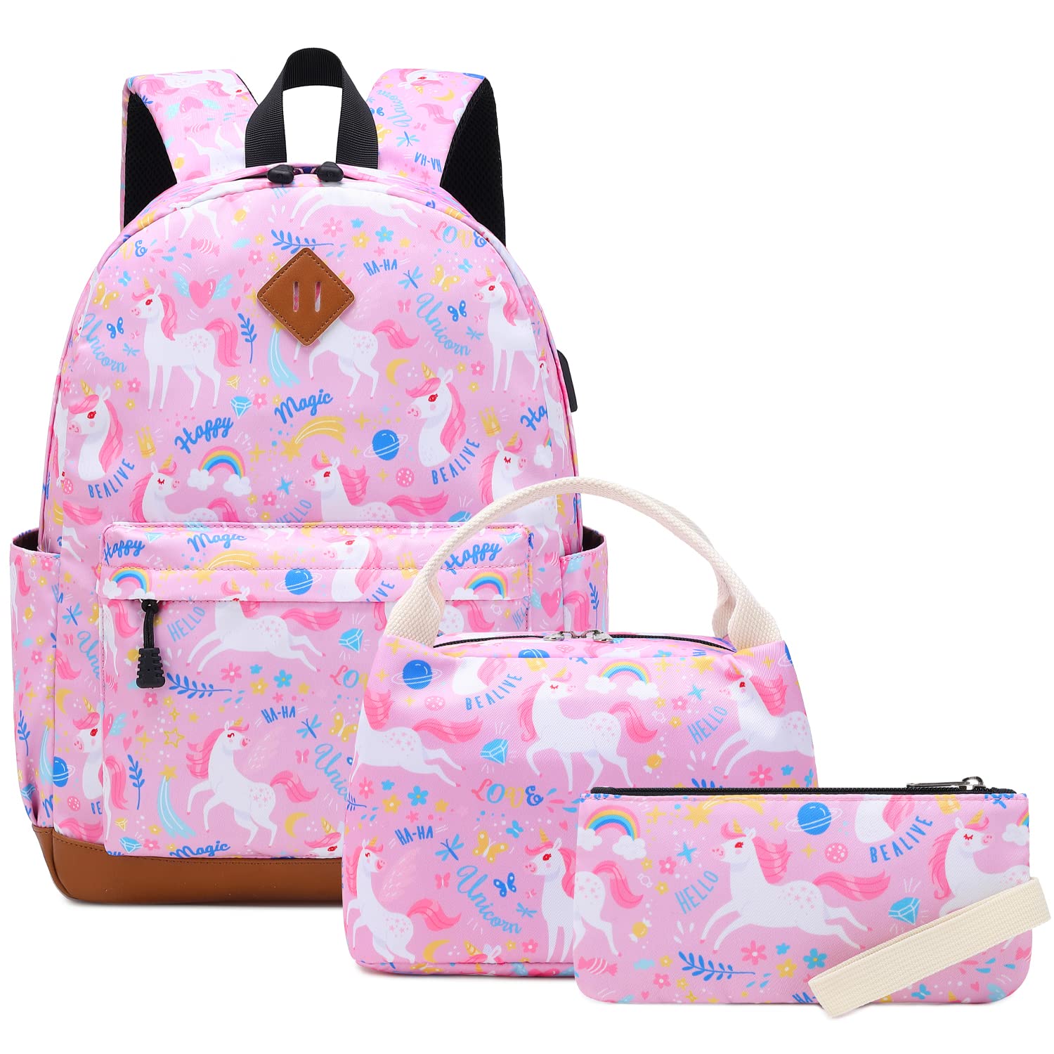 Soekidy Girls Backpack for School - Cute Fox & Unicorn Design, Lightweight Kids Bookbag Set for Preschool & Elementary Students | Perfect for Daily Use, Travel & Outdoor Adventures