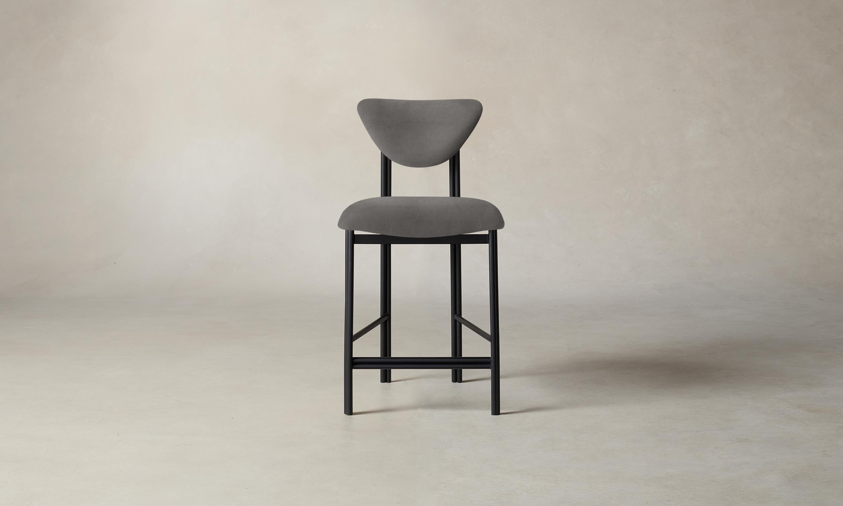 Premium Nubuck Leather Counter Stool - The Cooper in Asphalt Gray | Modern Kitchen Island & Bar Stool for Home & Restaurant Use