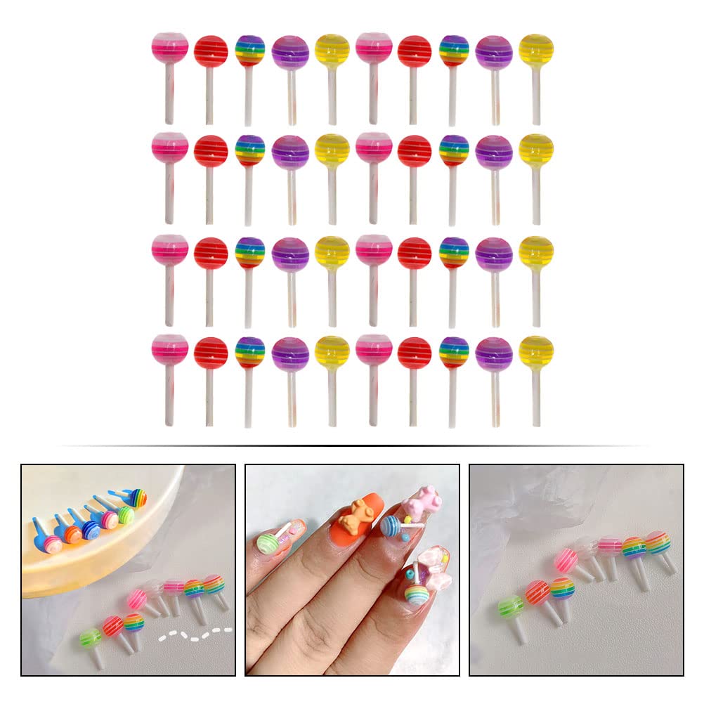 100Pcs Rainbow Lollipop Nail Art Decorations - DIY Nail Accessories Kit for Professional & Home Manicure - Perfect for Parties, Bridal, Salon & Nail Art Designs