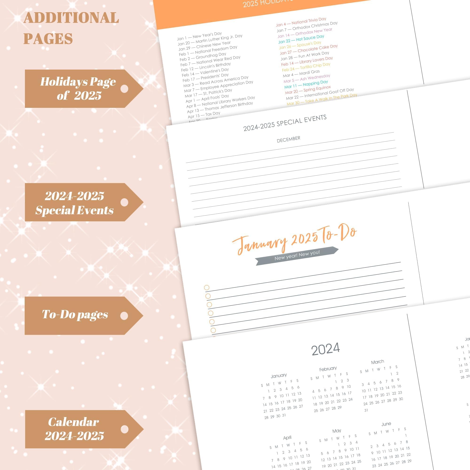 2025 Weekly & Monthly Planner - Spiral Bound Hardcover Calendar (Dec 2024-Dec 2025) - 8.3