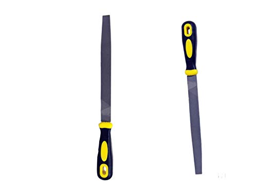Jon Bhandari 12-Inch Flat File Rough Bastard with PVC Handle - Professional Metalworking & Woodworking Tool for Sharpening, Deburring, and Finishing Projects