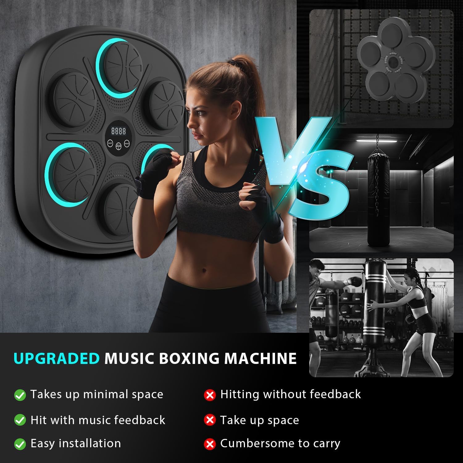 2024 New Smart Bluetooth Boxing Machine with LED Display - Electronic Wall Mounted Home Workout Trainer for Adults & Kids | Includes Premium Boxing Gloves | Perfect for Home Gym, Fitness Training & Stress Relief