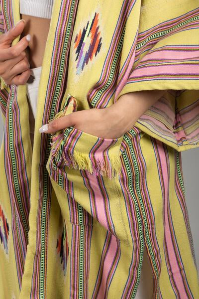Stylish Ikat Striped Jacket for Women - Lightweight Spring/Summer Cover-Up - Perfect for Beach, Vacation & Casual Outings
