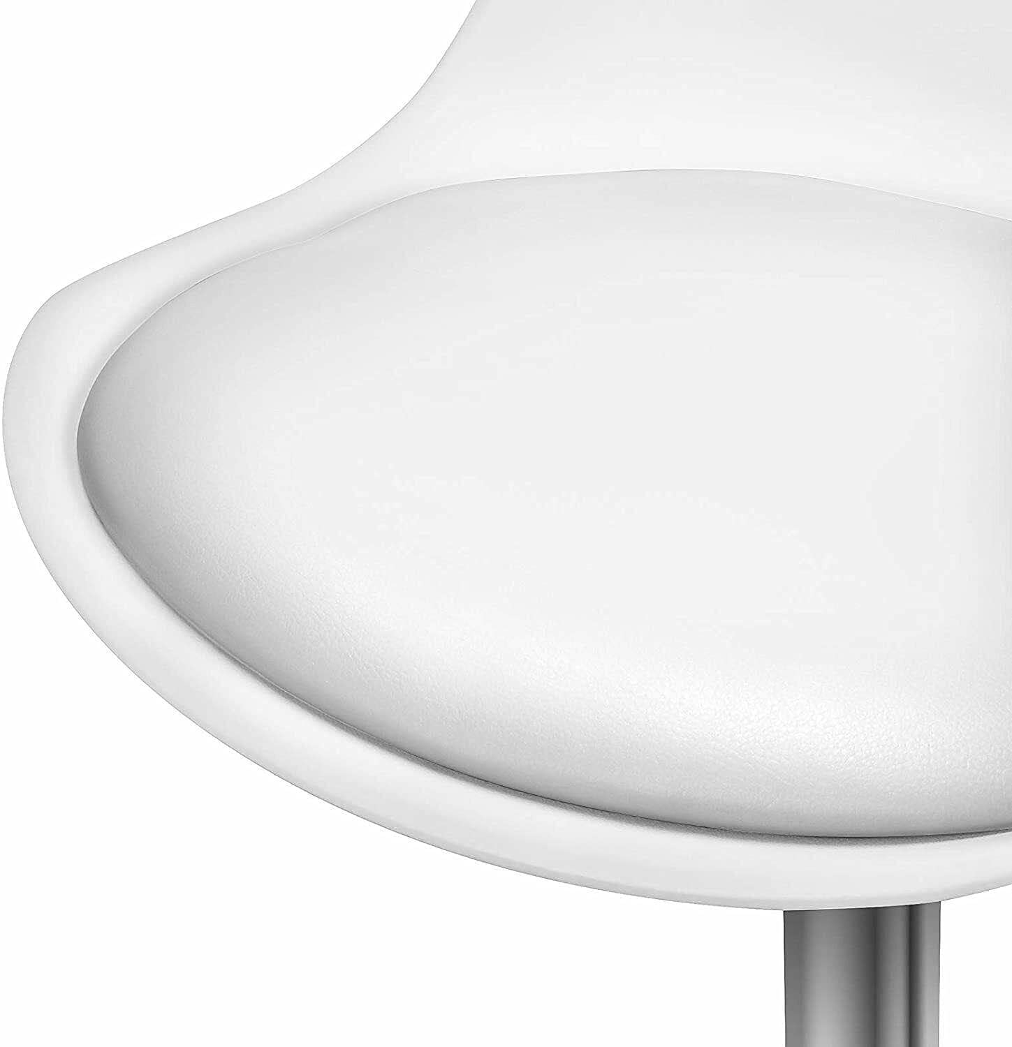 2-Pack White Swivel Plastic Bar Stools with Cushioned Seats - Counter Height Kitchen Island Stools for Dining, Breakfast Nook & Home Bar Use