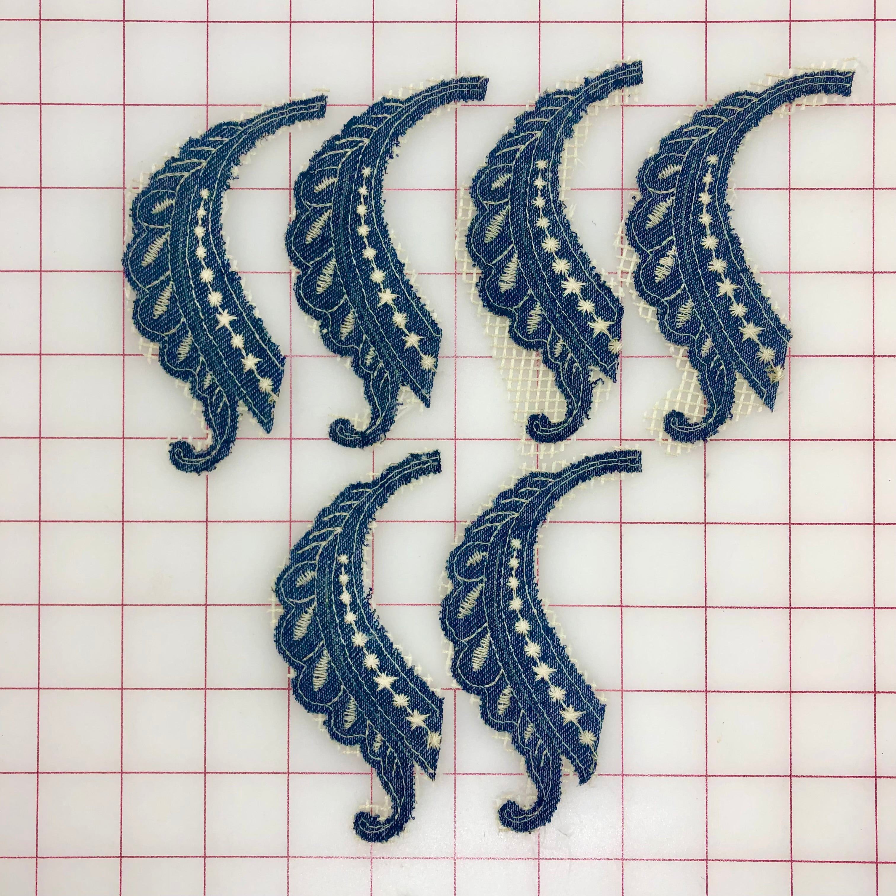 Applique Denim Blue Swirl on Mesh Fabric - 6 Pack | DIY Clothing Patches for Jeans, Jackets & Bags | Last Chance Closeout Sale